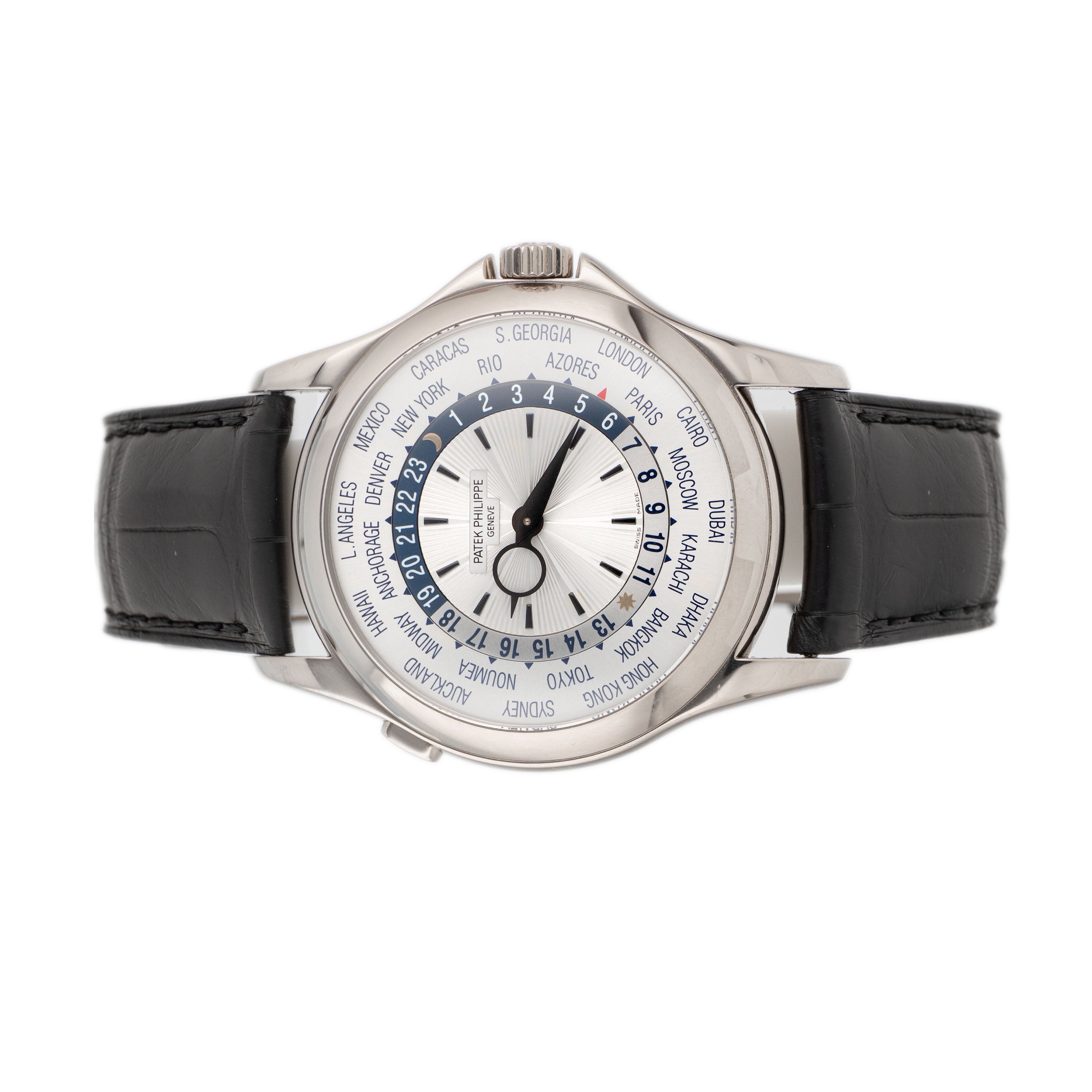 Patek Philippe Complications World Time White Gold Silver Dial 39.5mm 5130G-001