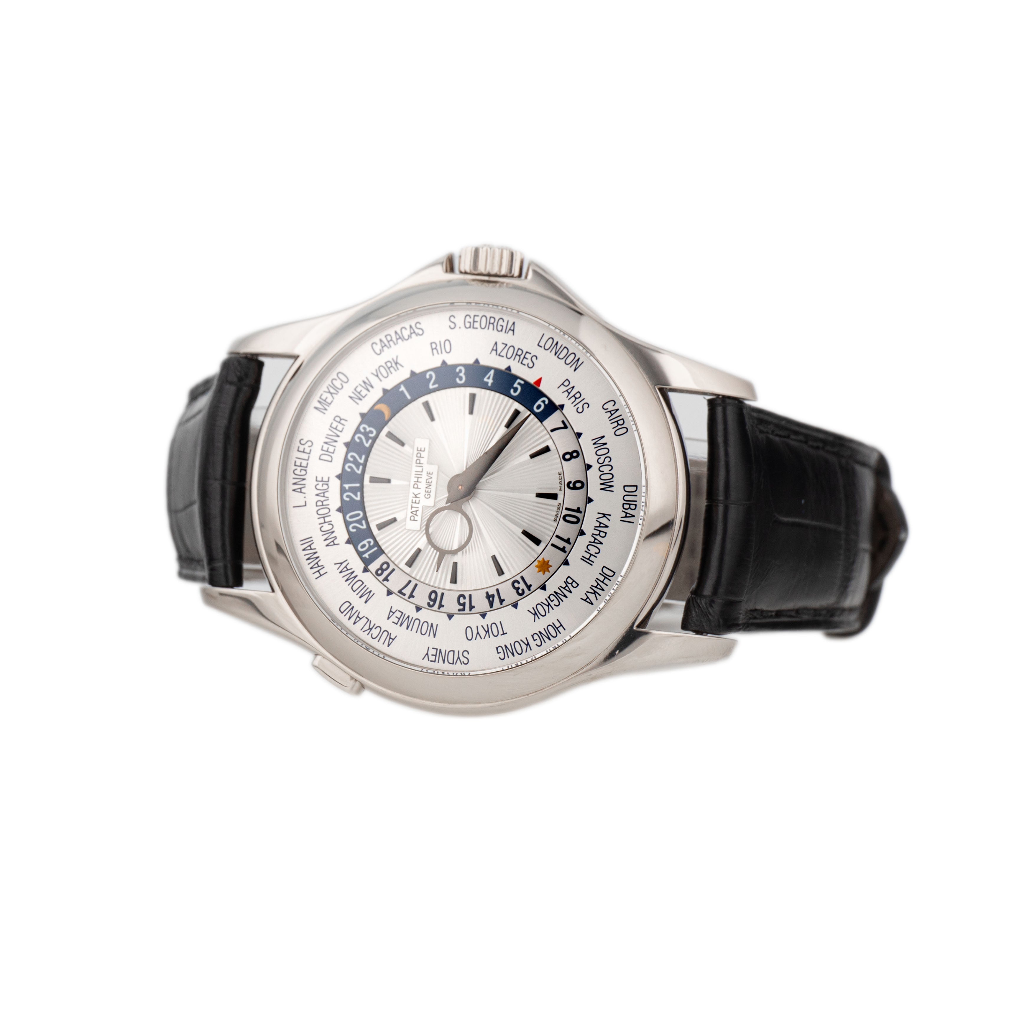 Patek Philippe Complications World Time White Gold Silver Dial 39.5mm 5130G-001