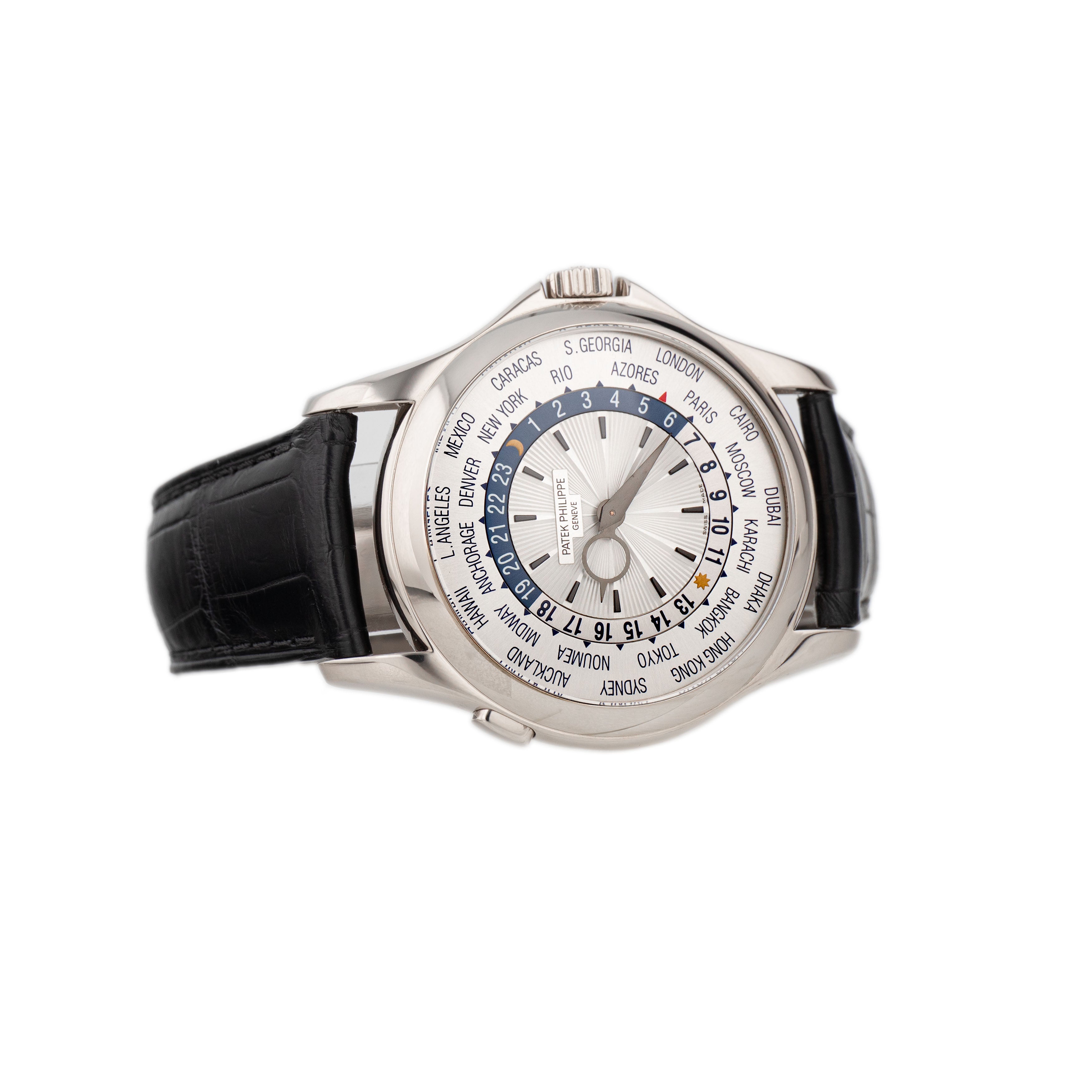 Patek Philippe Complications World Time White Gold Silver Dial 39.5mm 5130G-001