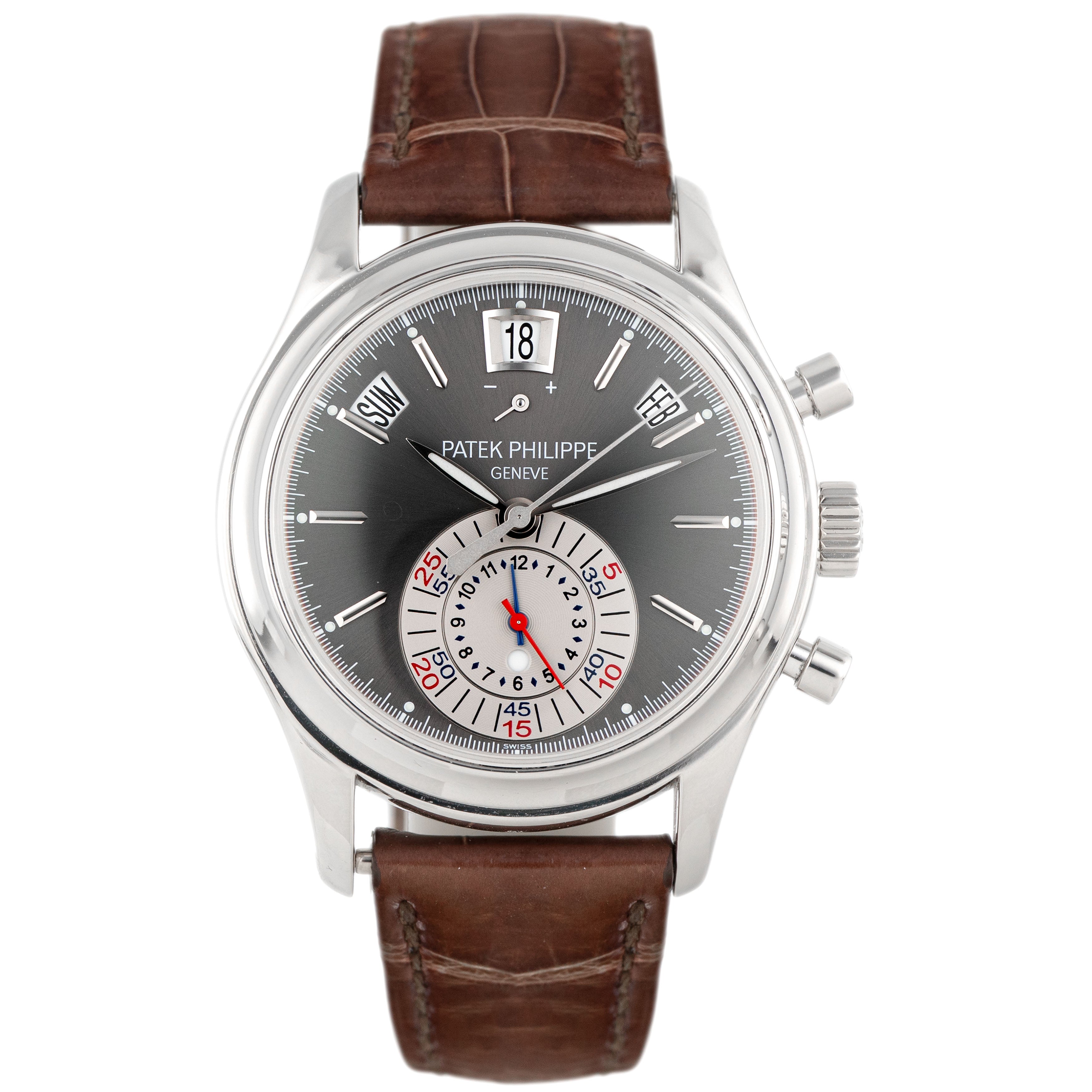 Patek Philippe Complications Annual Calendar Chronograph Platinum Gray Dial 40.5mm 5960P-001 Full Set