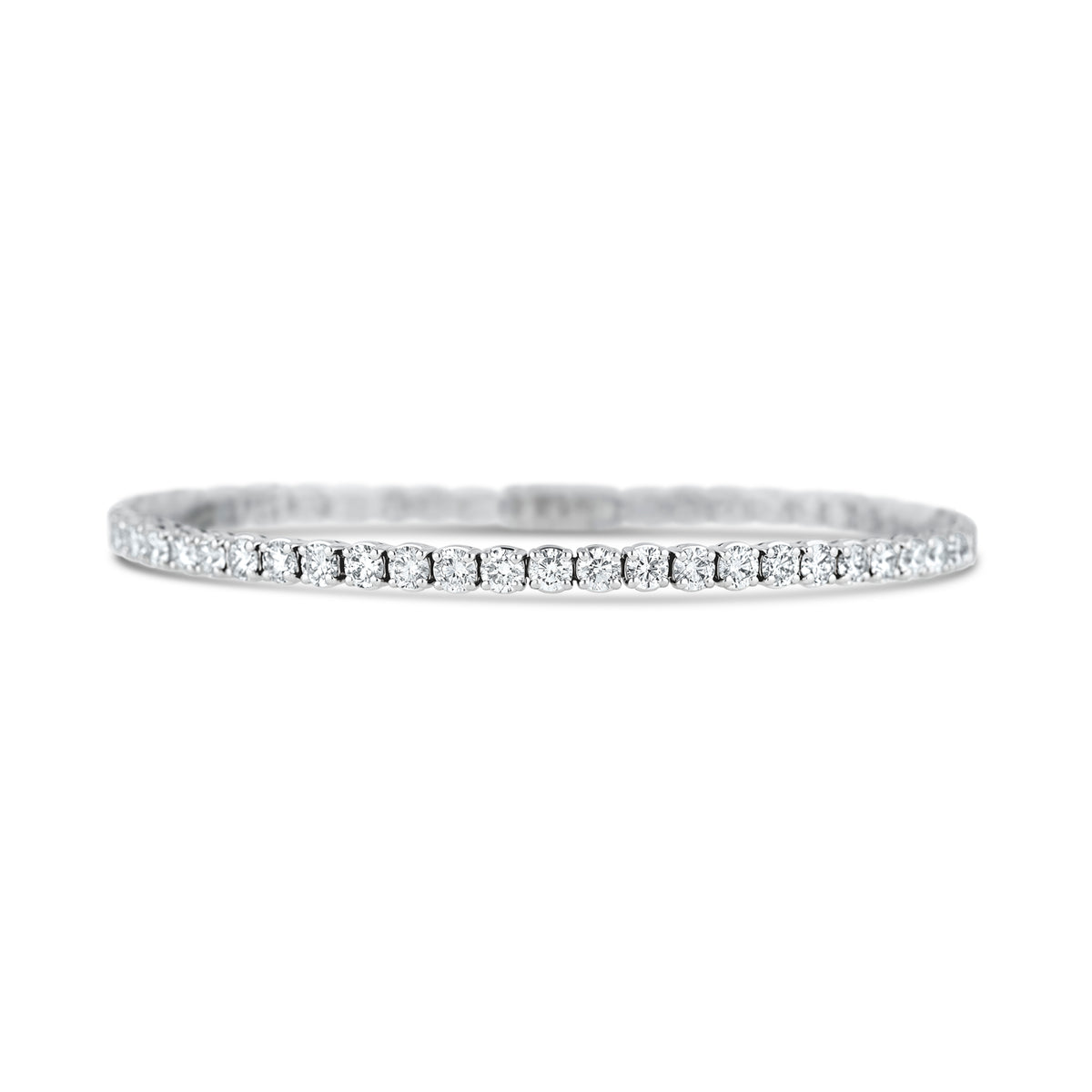 14k White Gold Round Diamond Prong Set Line Bracelet 7.00cttw