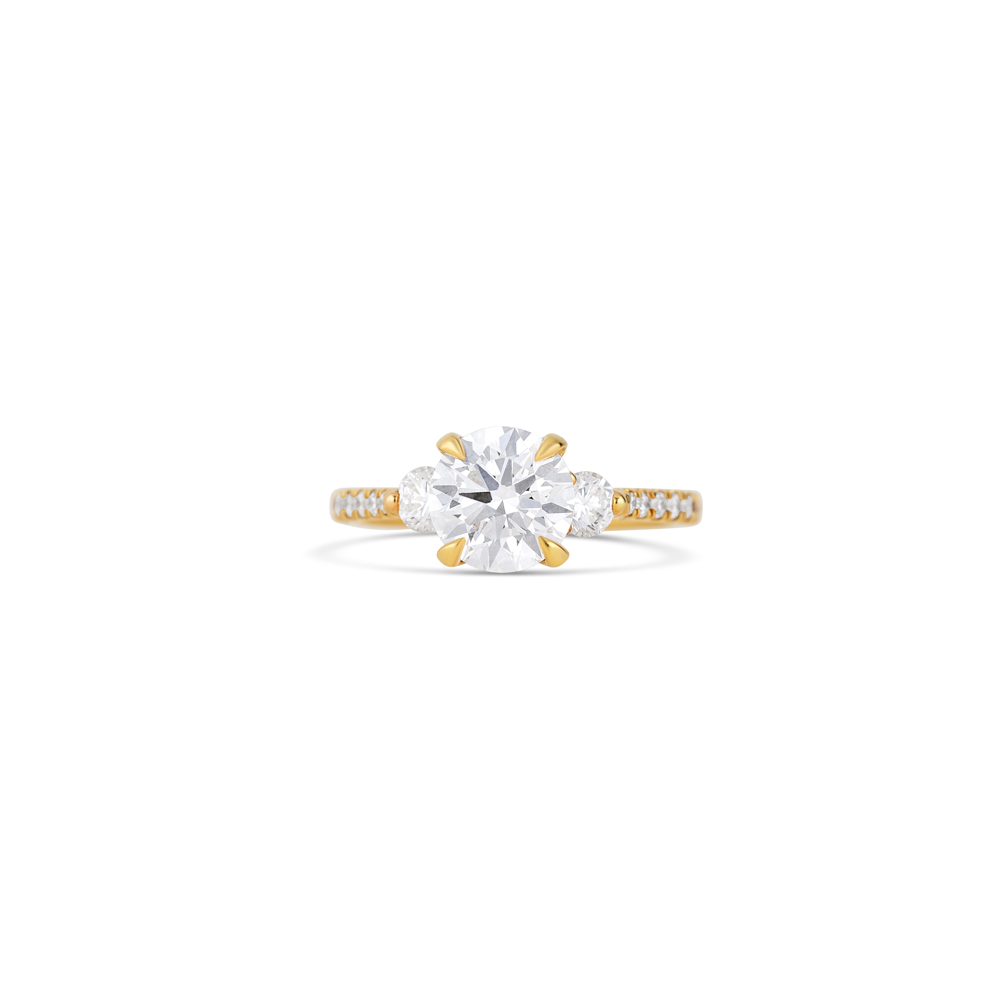 18K Yellow Gold Lab Grown Round Diamond Engagement Ring 2.01 ct