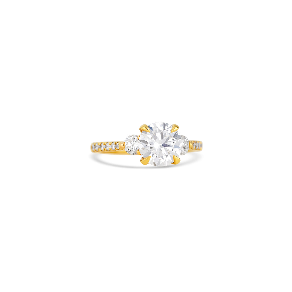 18K Yellow Gold Lab Grown Round Diamond Engagement Ring 2.01 ct
