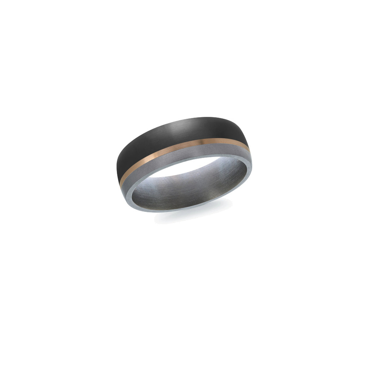 Tantalum 14K Rose Gold Satin Finish Wedding Band 7.0mm