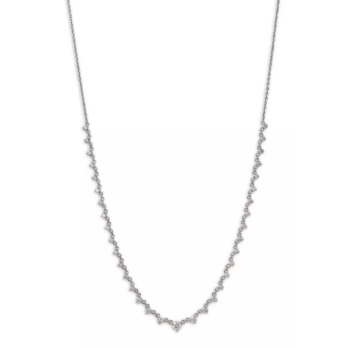 14k White Gold Diamond Graduated Necklace