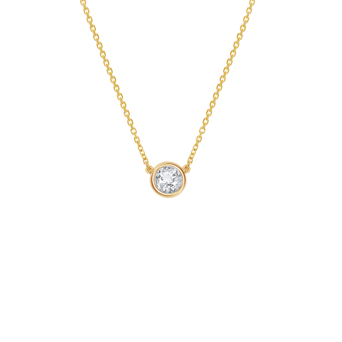 14K Yellow Gold Diamond Solitaire Necklace