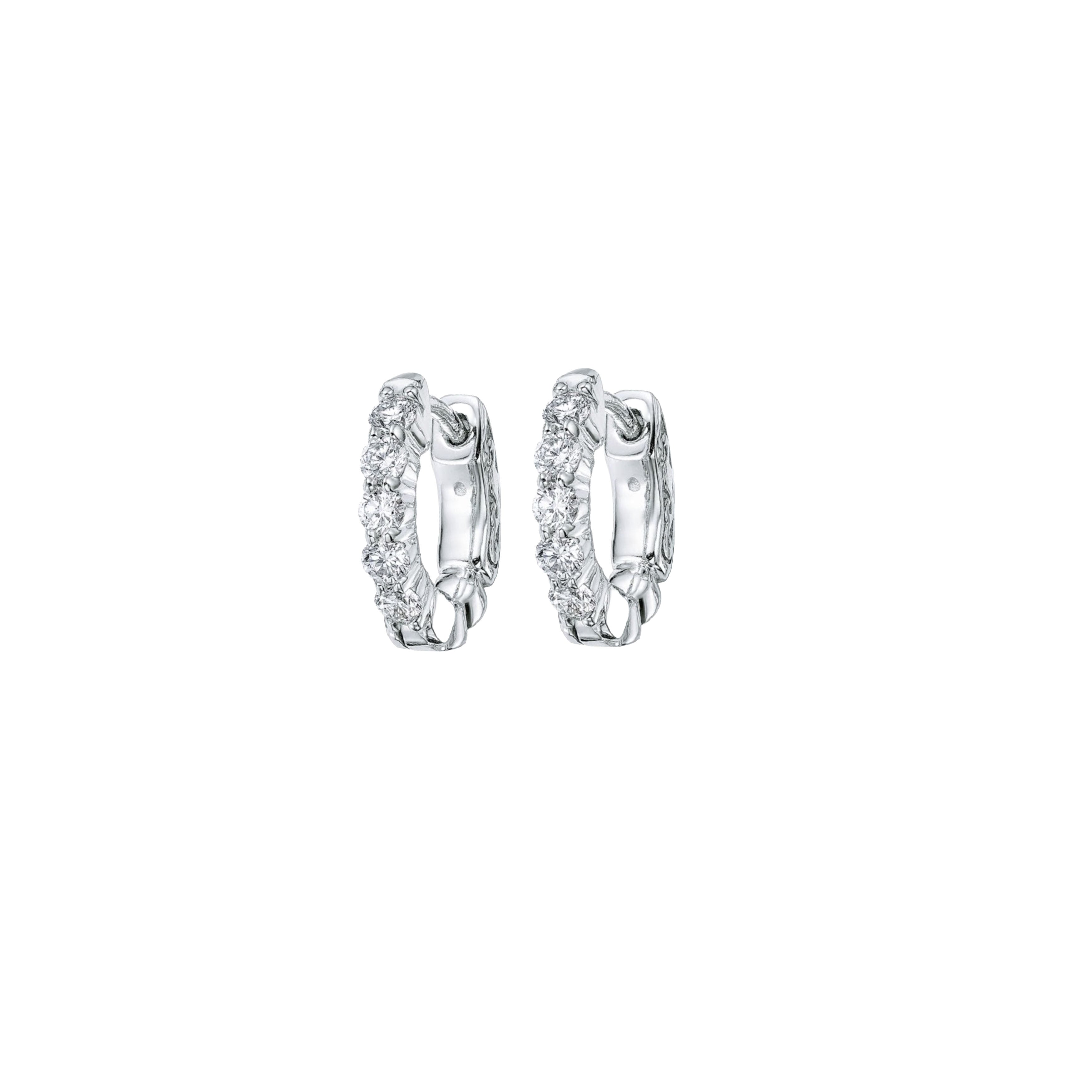 14K White Gold Round Diamond Huggie Earrings 0.5CTW