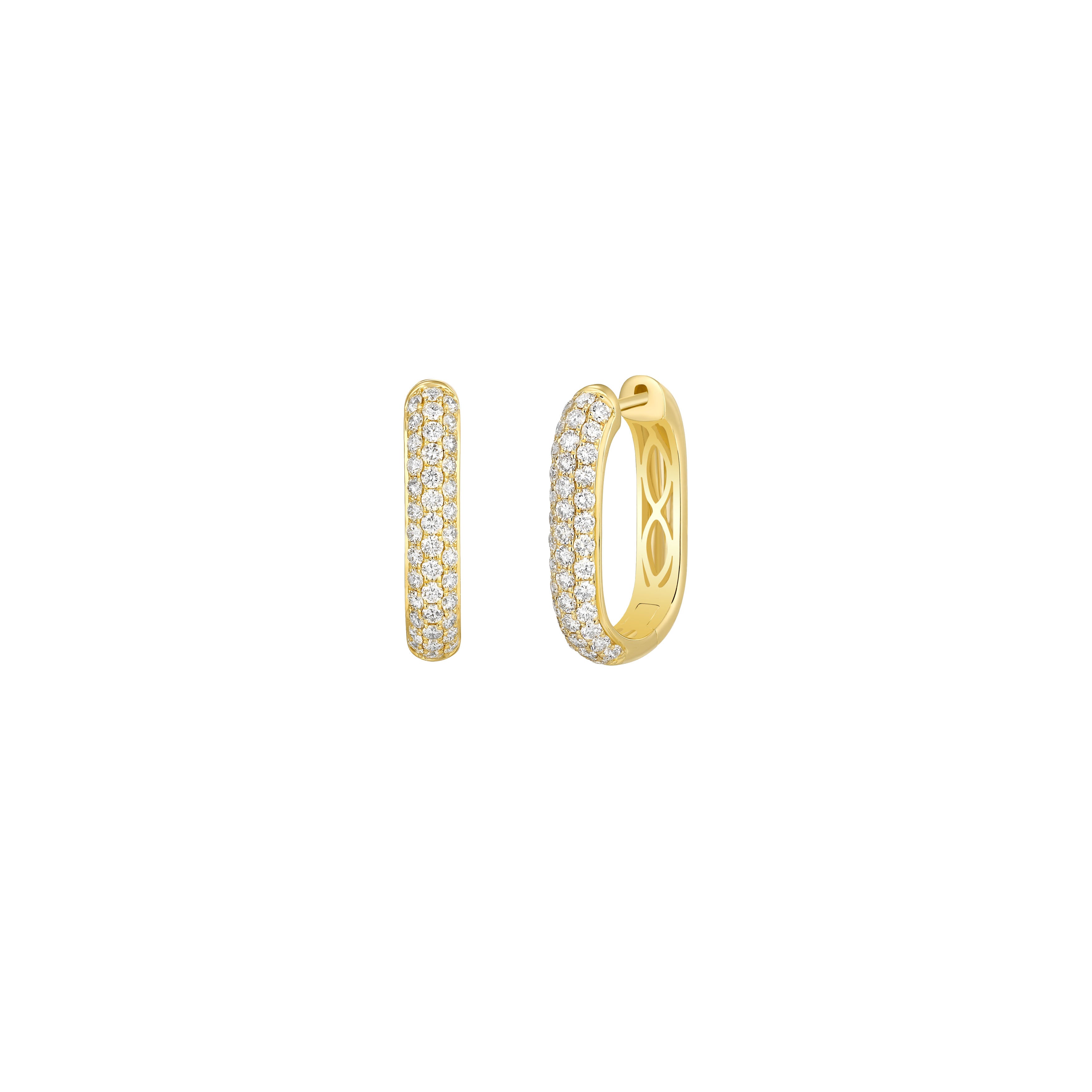 14K Yellow Gold Round Diamond Hoop Earrings 1.44CTW