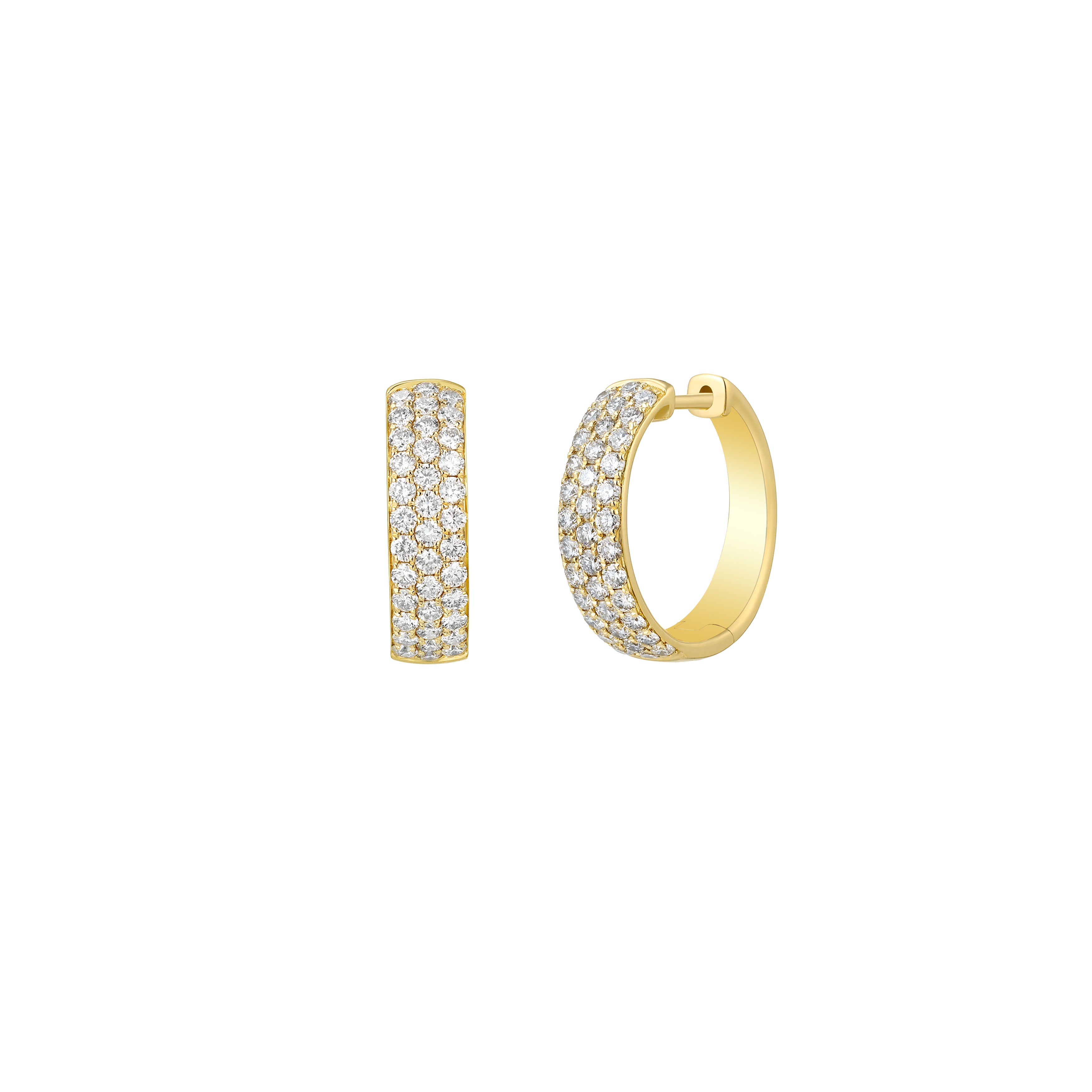 14K Yellow Gold Round Diamond Hoop Earrings 1.45CTW