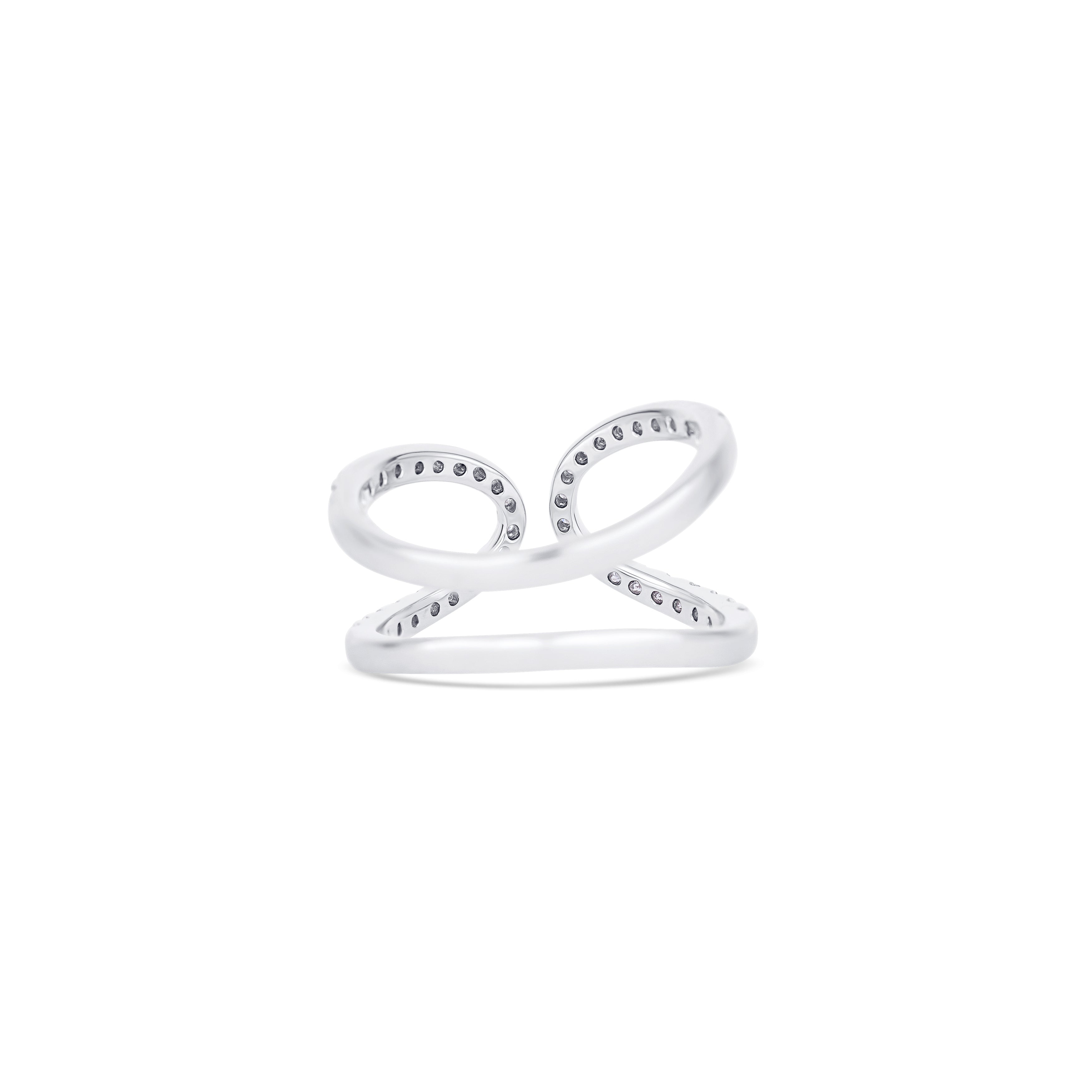 14K White Gold Round Diamond Loop Ring