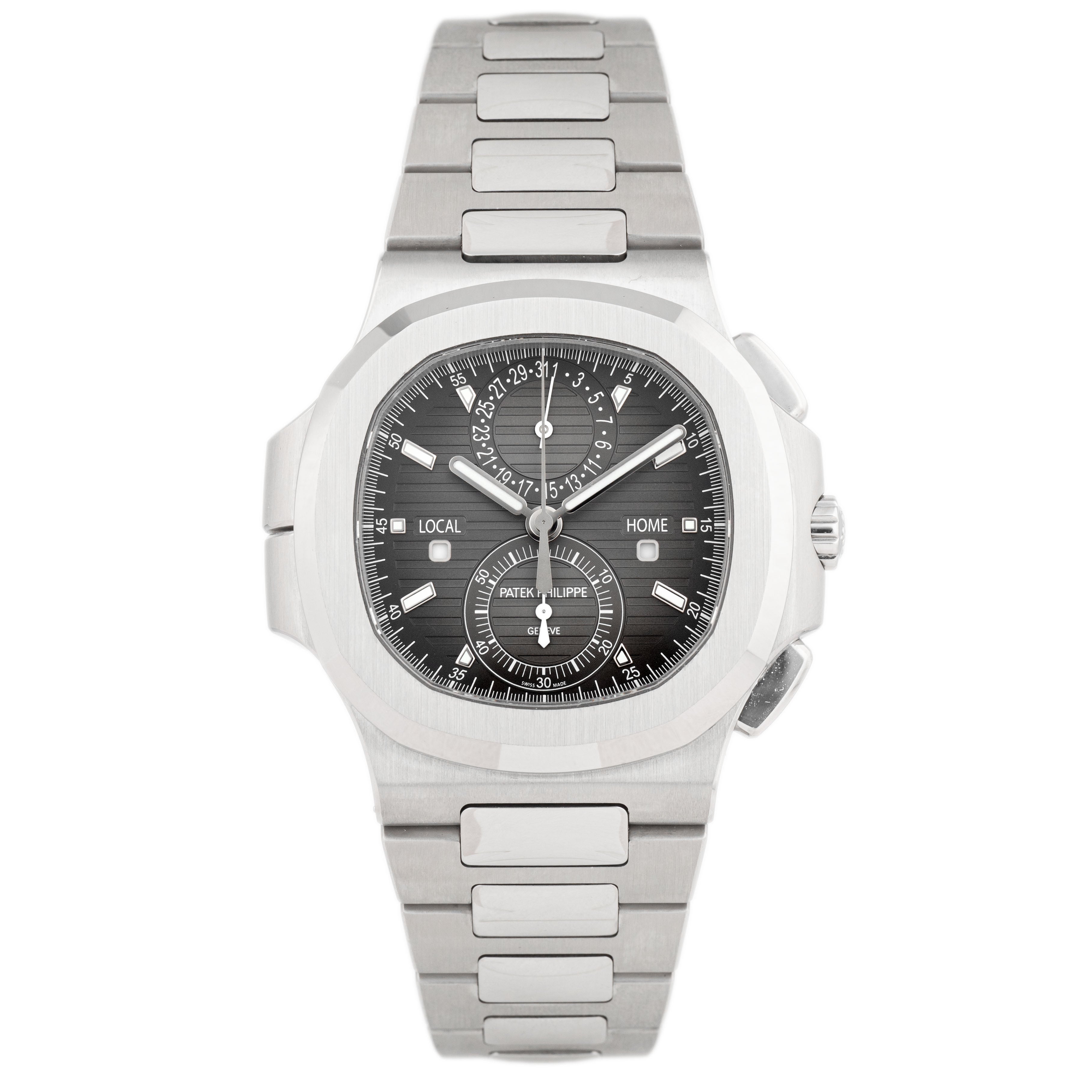 Patek Phillipe Nautilus Travel Time Chronograph Stainless Steel Gray Dial 40.5mm 5990/1A-001 Full Set