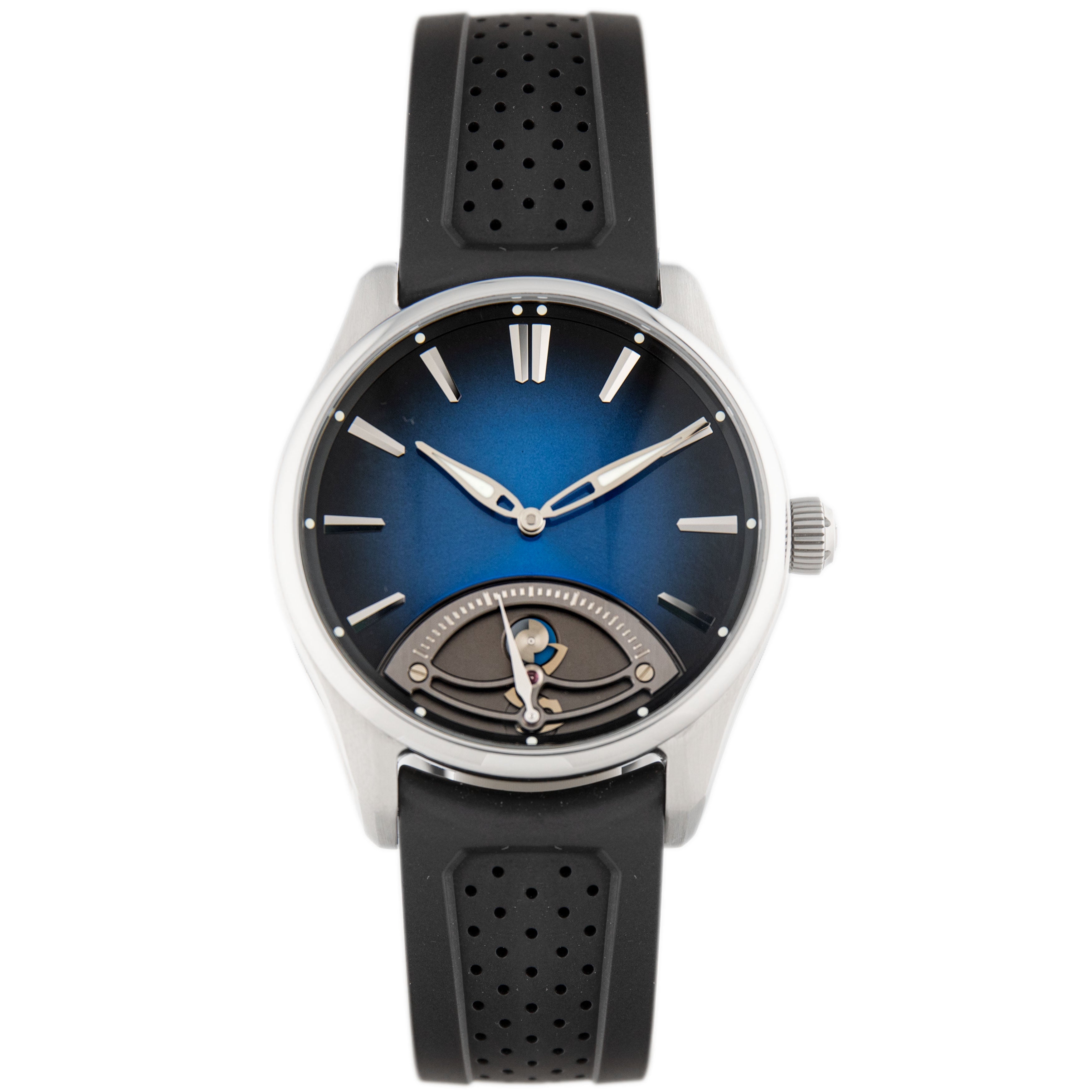 H. Moser & Cie Pioneer Retrograde Seconds Midnight Blue Stainless Steel Blue Dial 42.8mm 3250-1200 Full Set