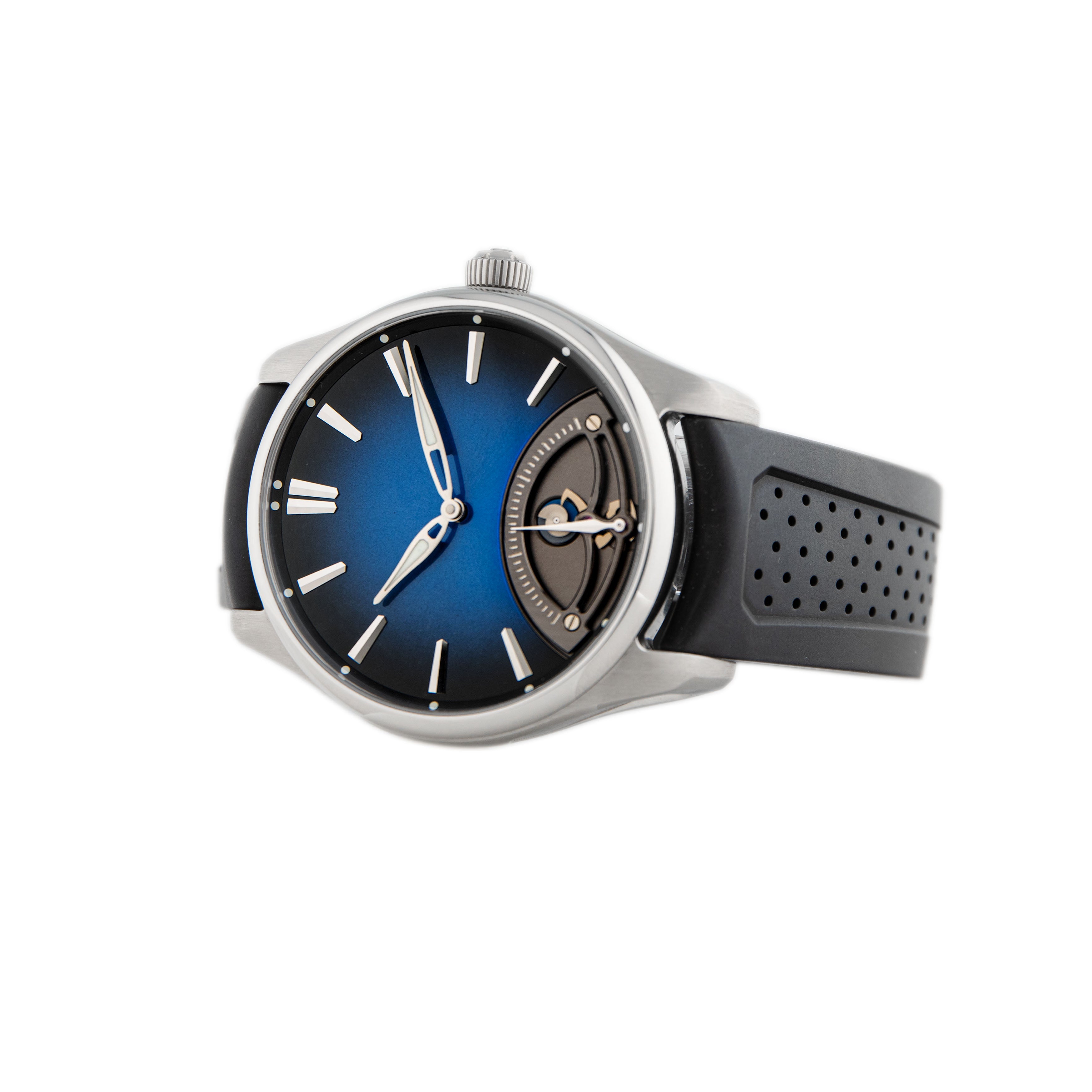 H. Moser & Cie Pioneer Retrograde Seconds Midnight Blue Stainless Steel Blue Dial 42.8mm 3250-1200 Full Set