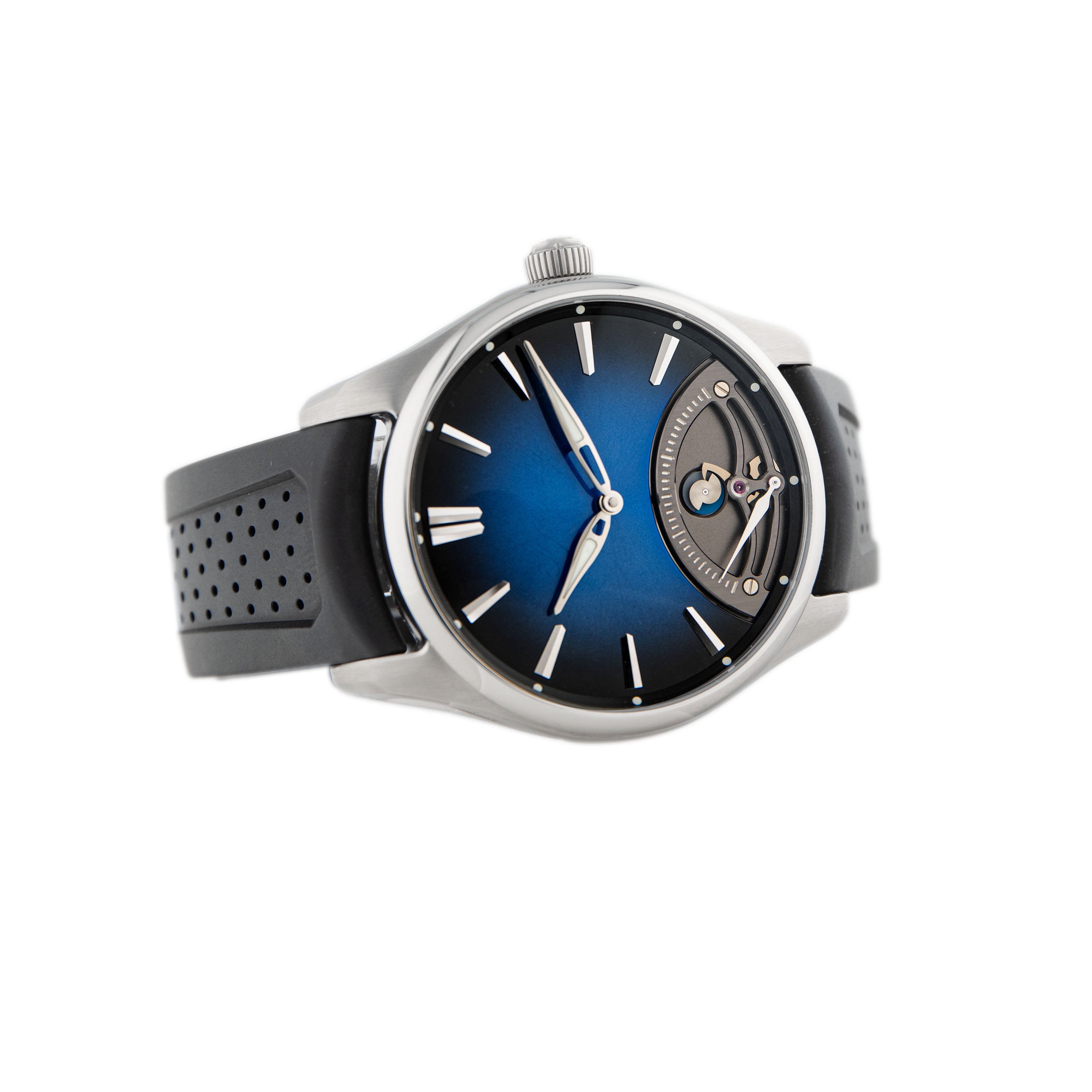 H. Moser & Cie Pioneer Retrograde Seconds Midnight Blue Stainless Steel Blue Dial 42.8mm 3250-1200 Full Set