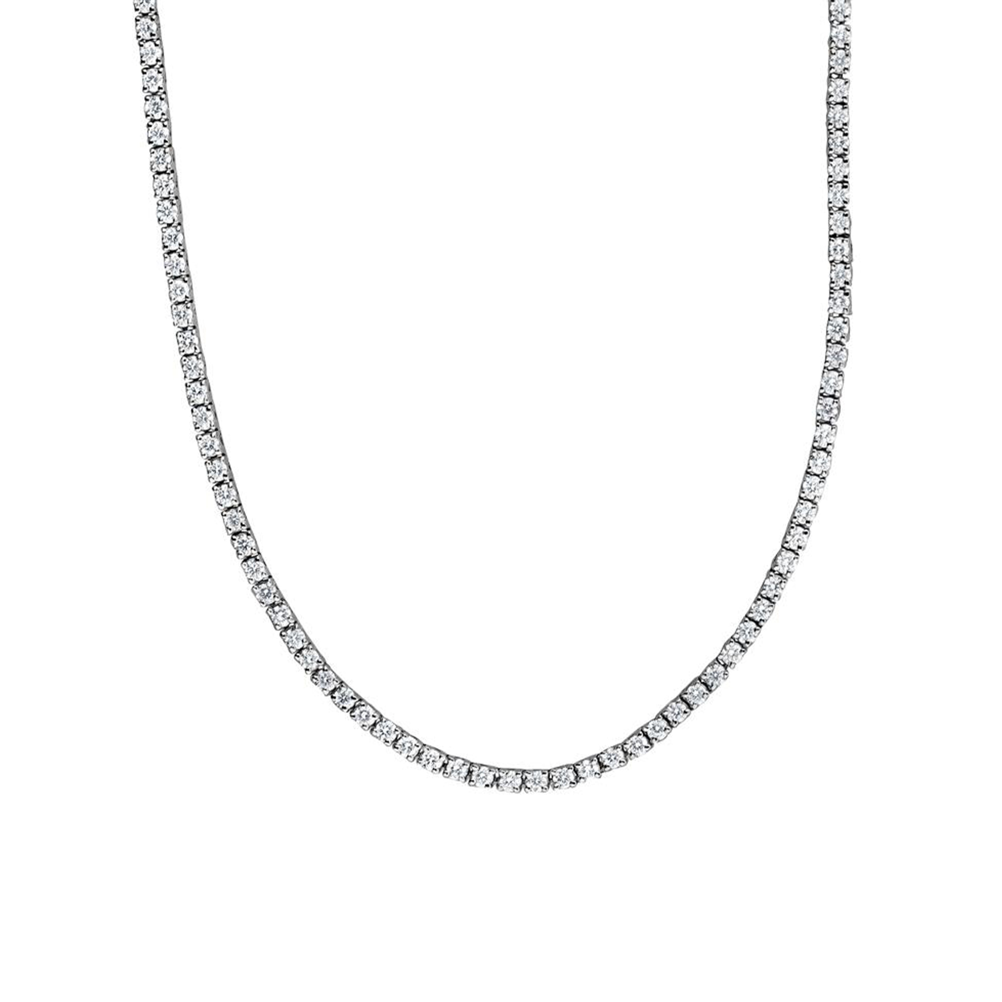 14K White Gold Lab Grown Round Diamond Line Necklace 8.98ctw