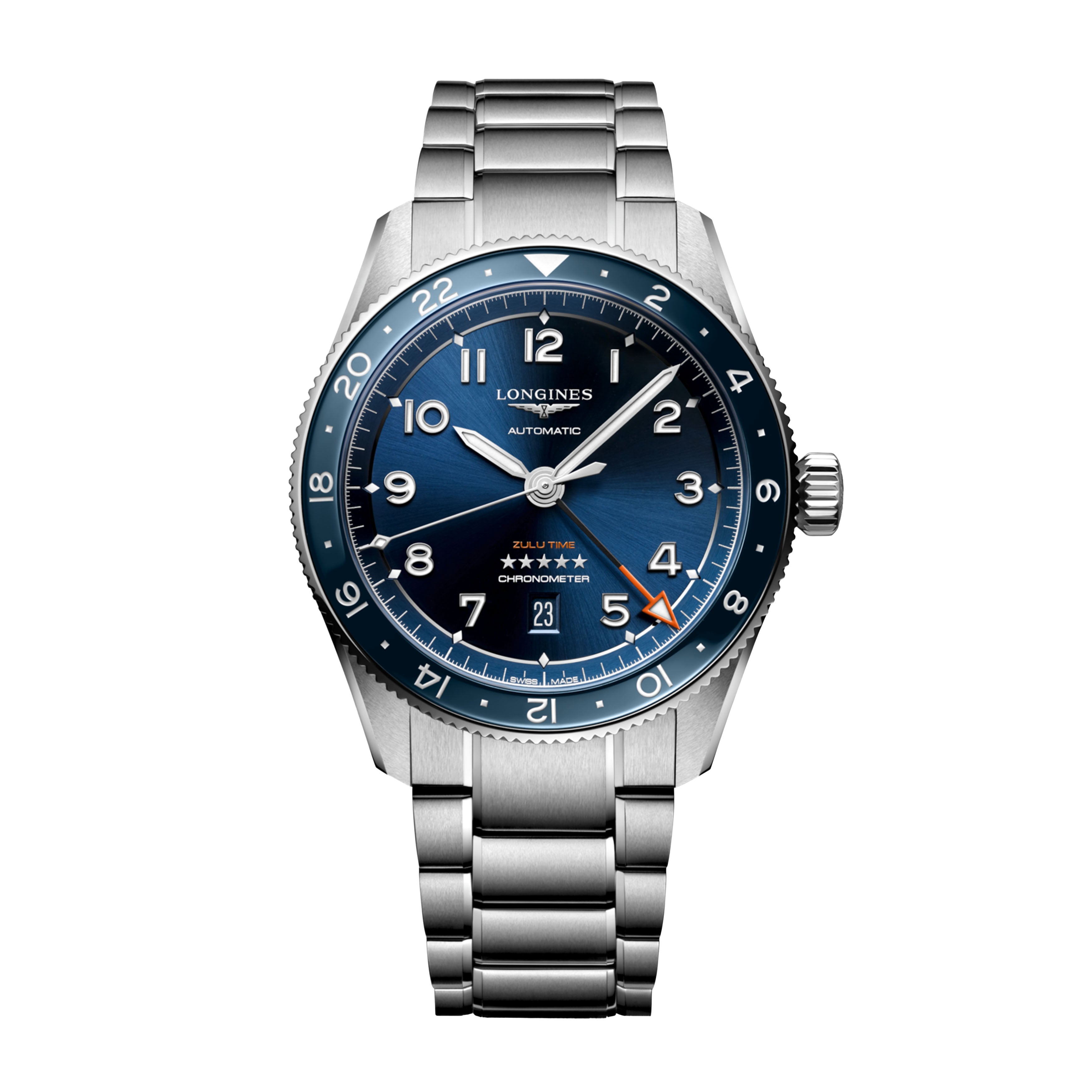 Longines Spirit Zulu Time Watch, 42mm Blue Dial, L3.812.4.93.6