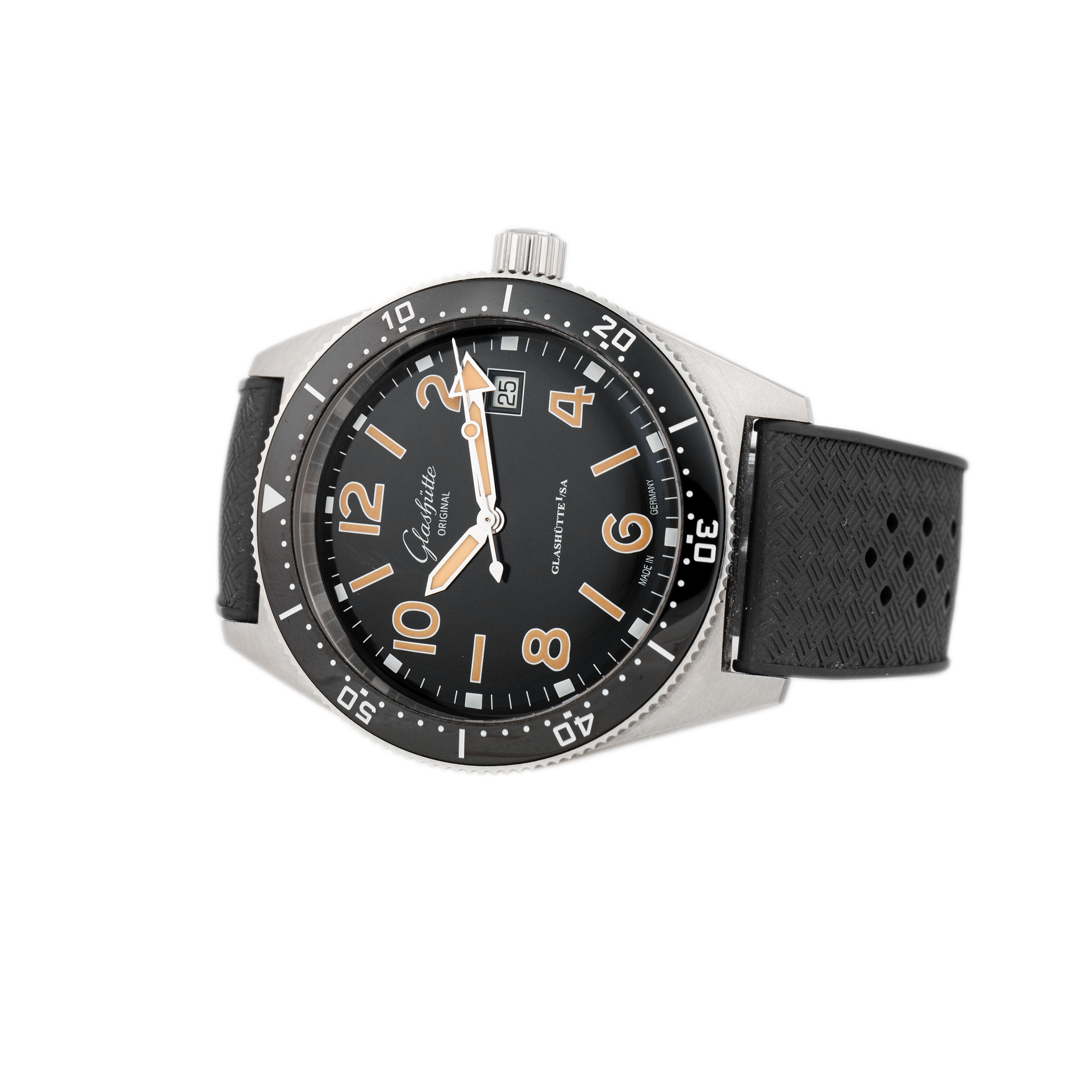 Glashutte Spezialist Sea-Q Stainless Steel Black Dial 39.5mm 1-39-11-06-80-06 Full Set