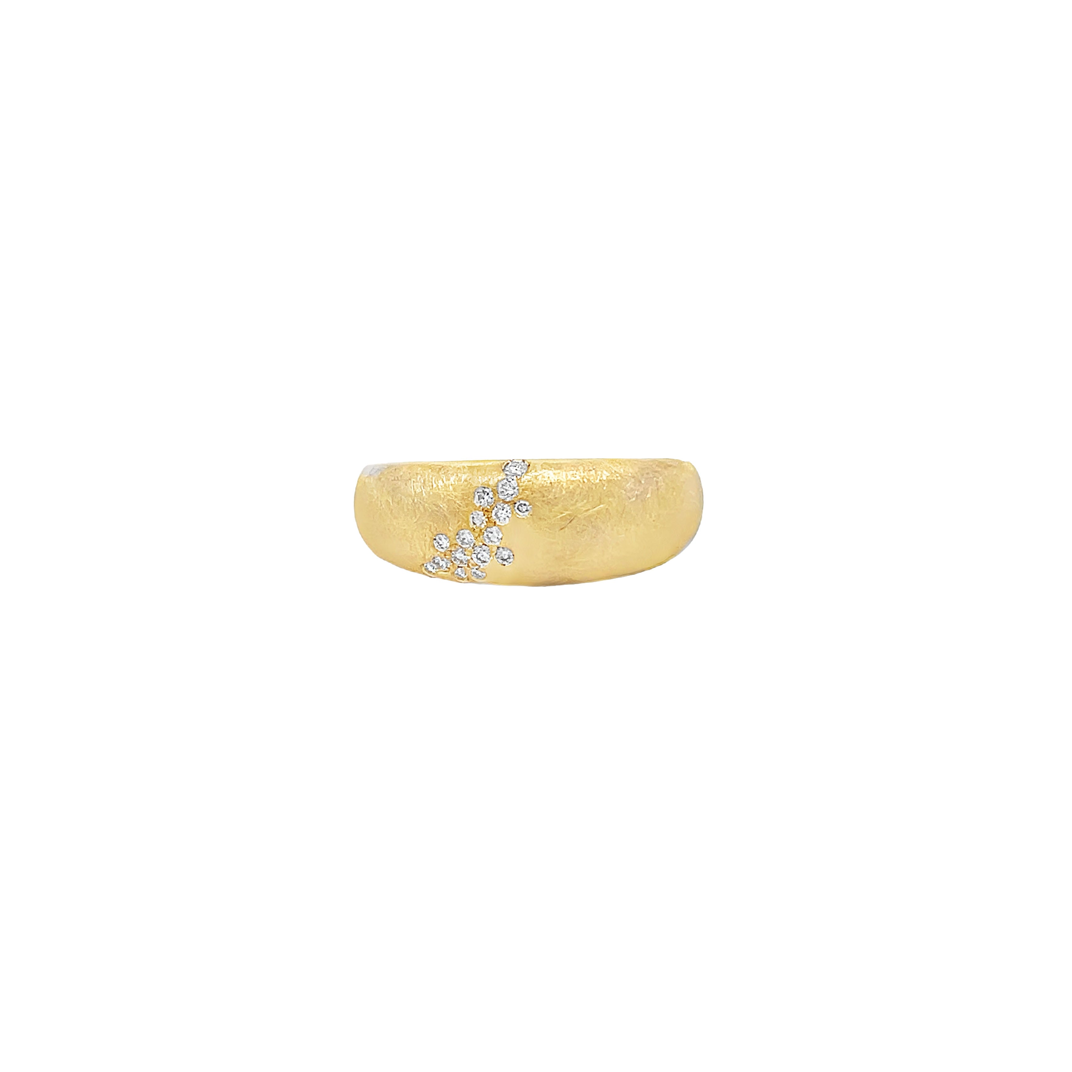 14K Yellow Gold Florentine Cluster Diamond Dome Ring