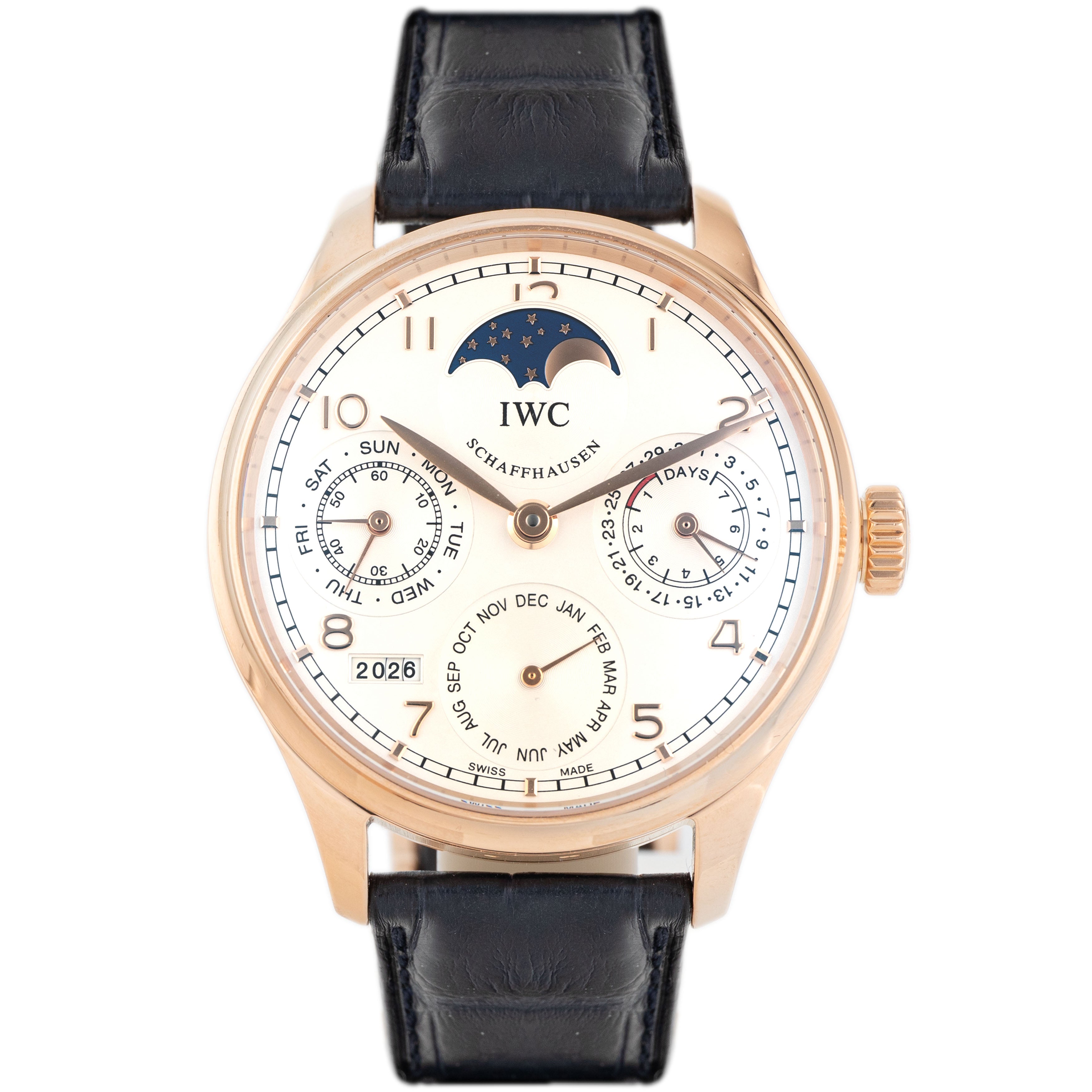 IWC Portugieser Perpetual Chronograph Rose Gold Silver Dial 44mm IW502306 Full Set