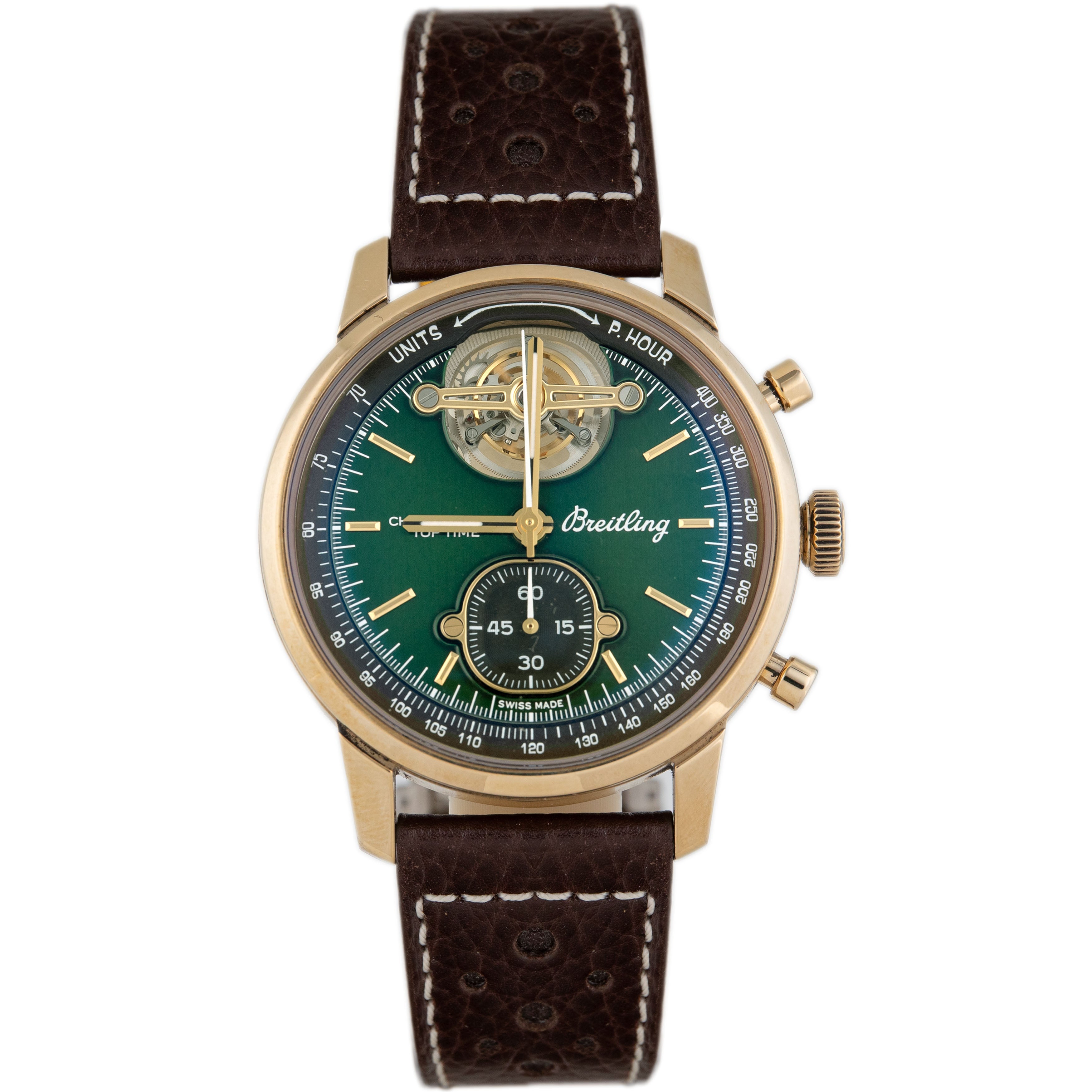 Breitling Top Time B21 Mustang Bronze Green Dial 43mm NB21251A1L1X1 Tourbillon