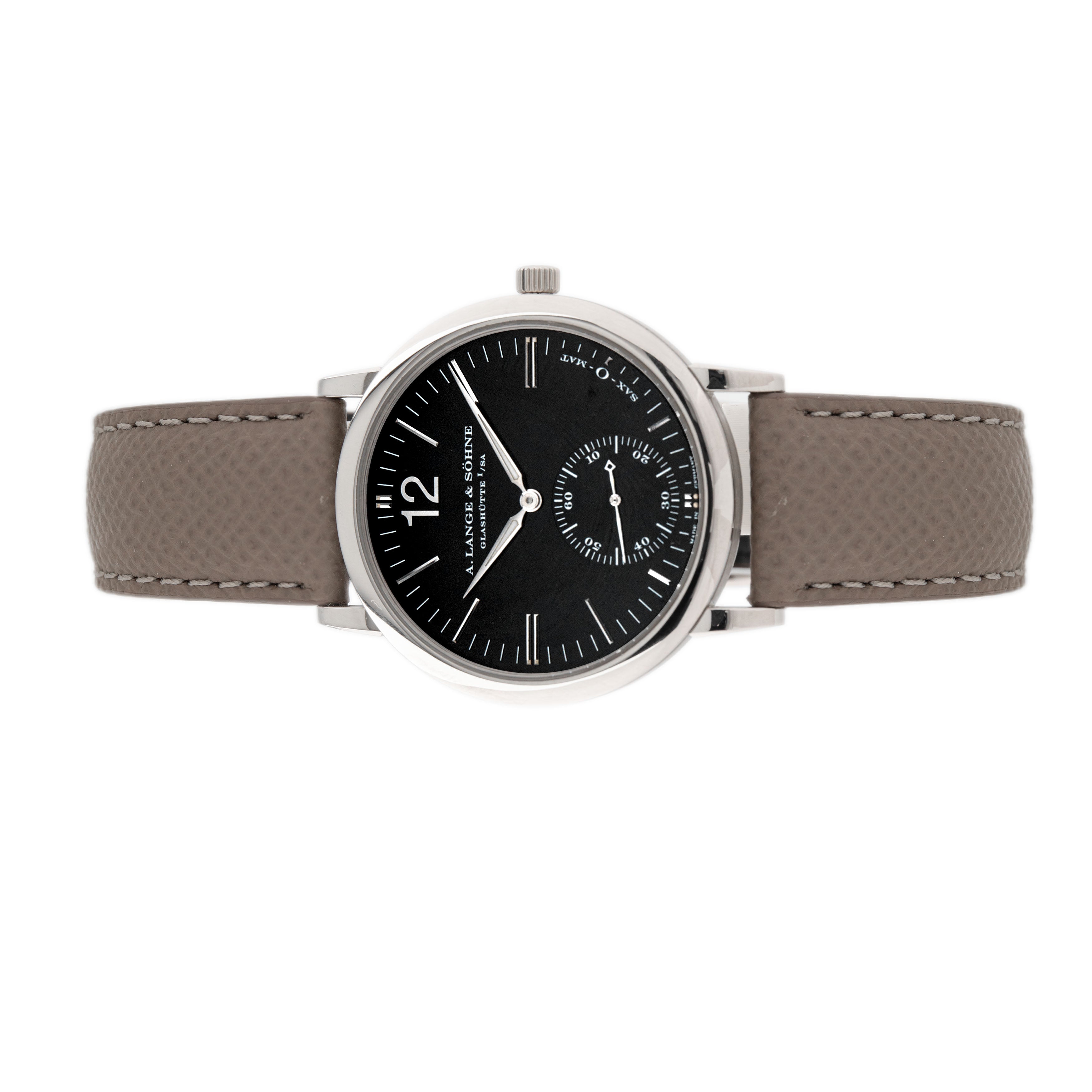 A. Lange & Sohne Saxonia Langematik Sax-O-Mat White Gold Black Dial 37mm 301.027