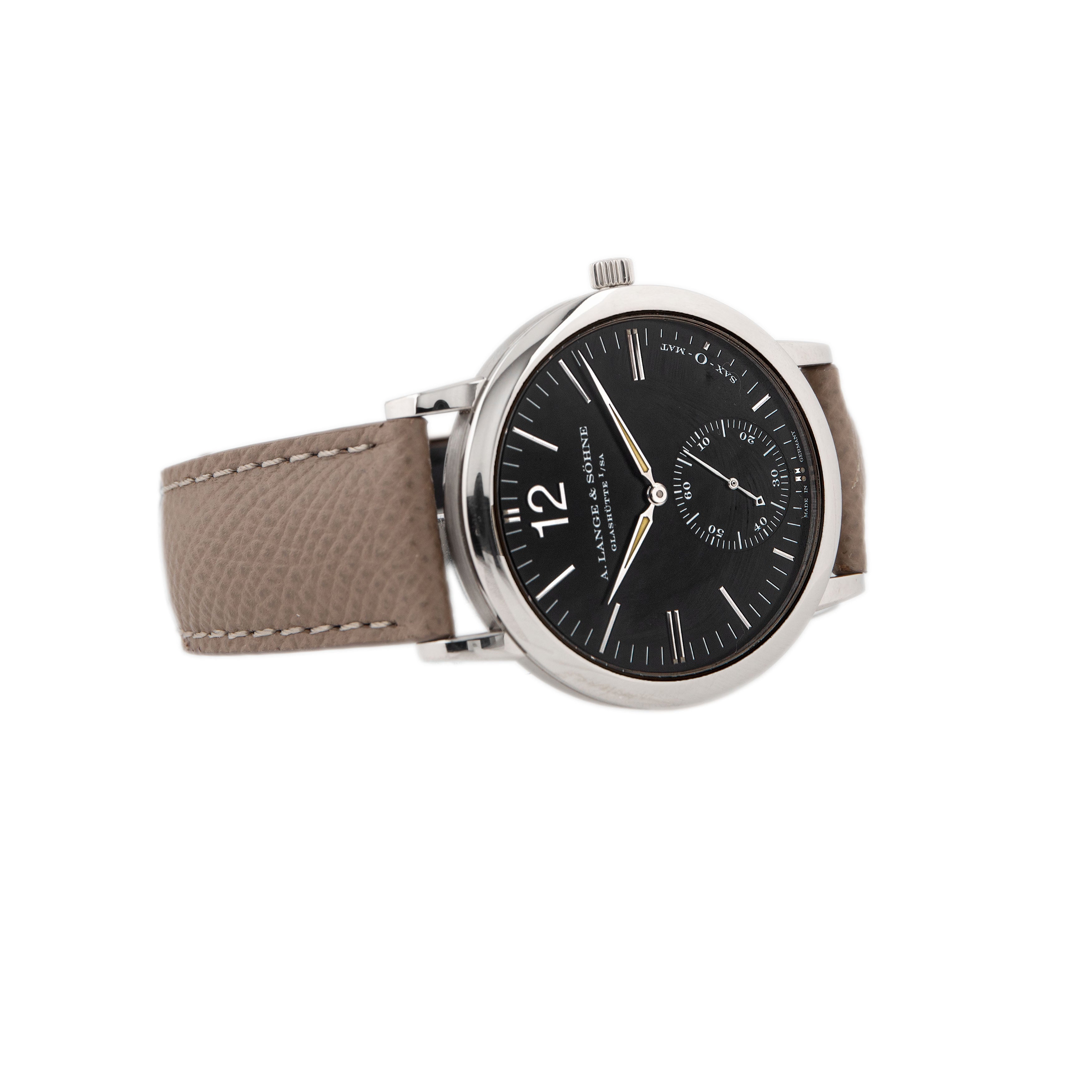 A. Lange & Sohne Saxonia Langematik Sax-O-Mat White Gold Black Dial 37mm 301.027