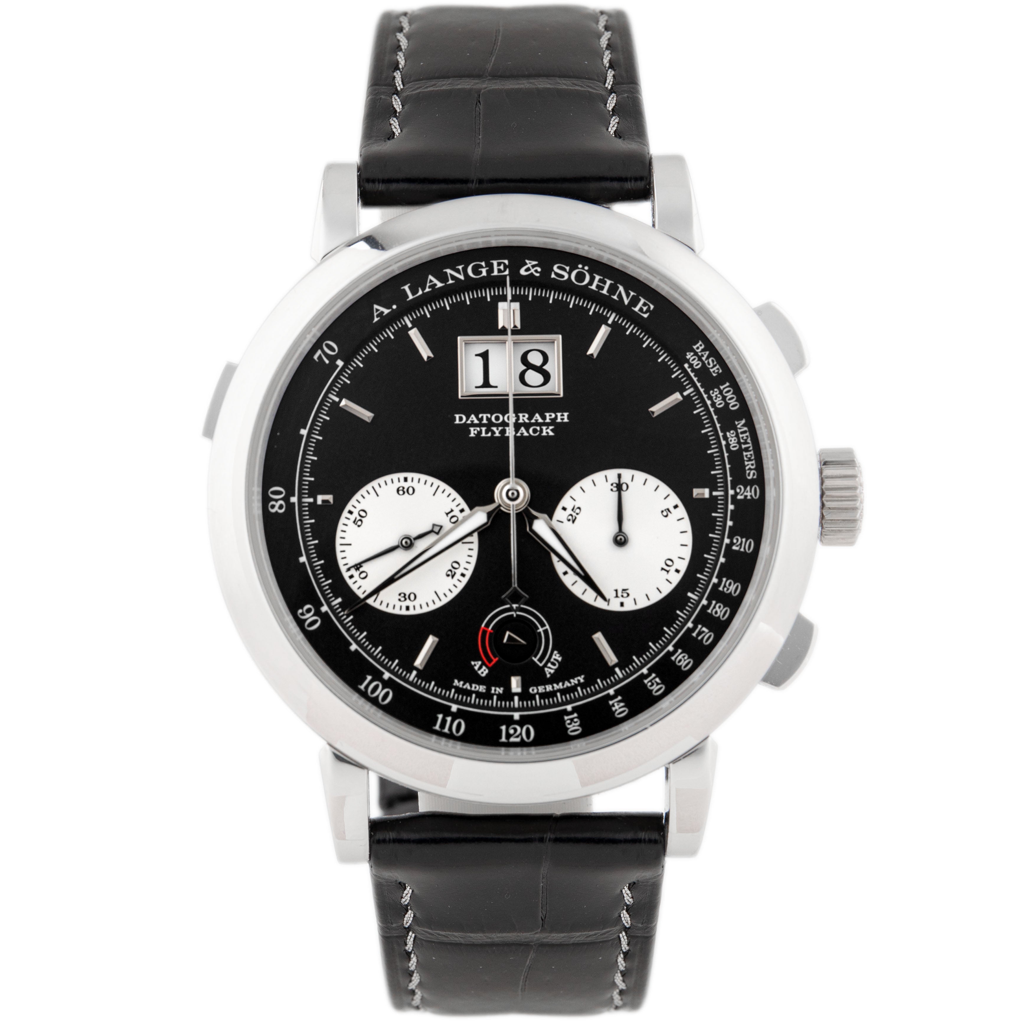 A. Lange & Sohne Datograph Up/Down Platinum Black Dial 41mm 405.035 Platinum Deployant Full Set