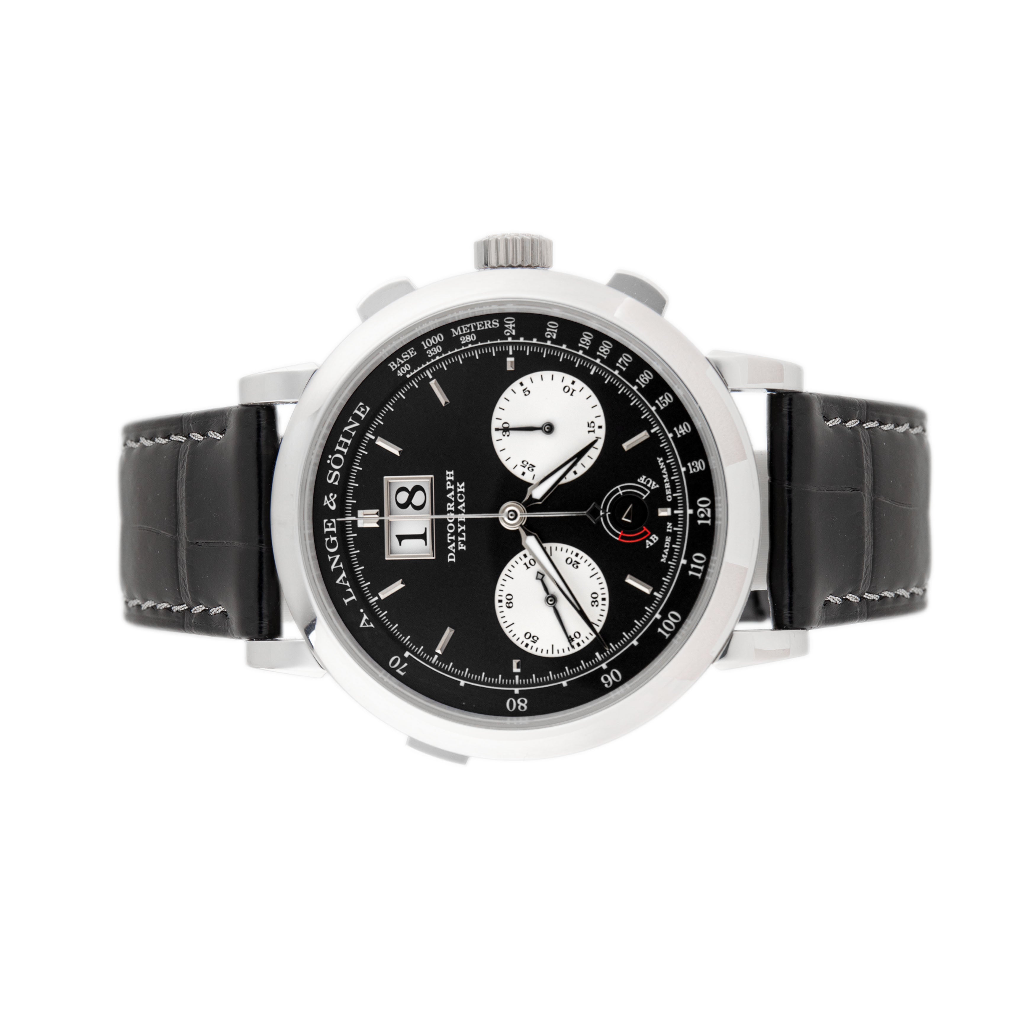 A. Lange & Sohne Datograph Up/Down Platinum Black Dial 41mm 405.035 Platinum Deployant Full Set