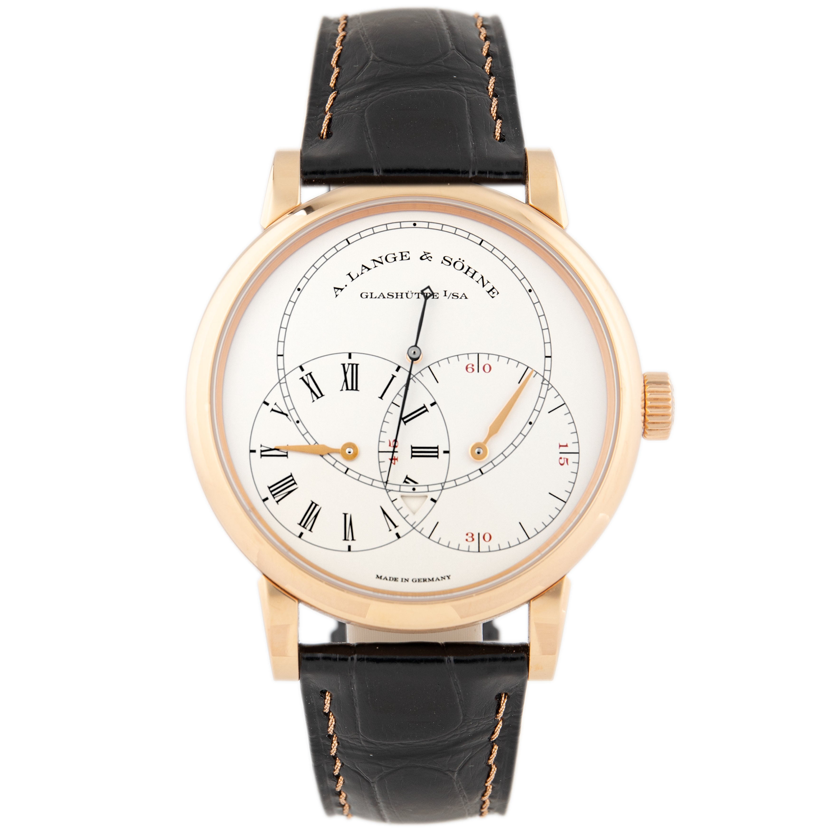 A, Lange & Sohne Richard Lange Jumping Seconds Rose Gold Silver Dial 39.9mm Rose Gold Deployant Buckle 252.032 Full Set