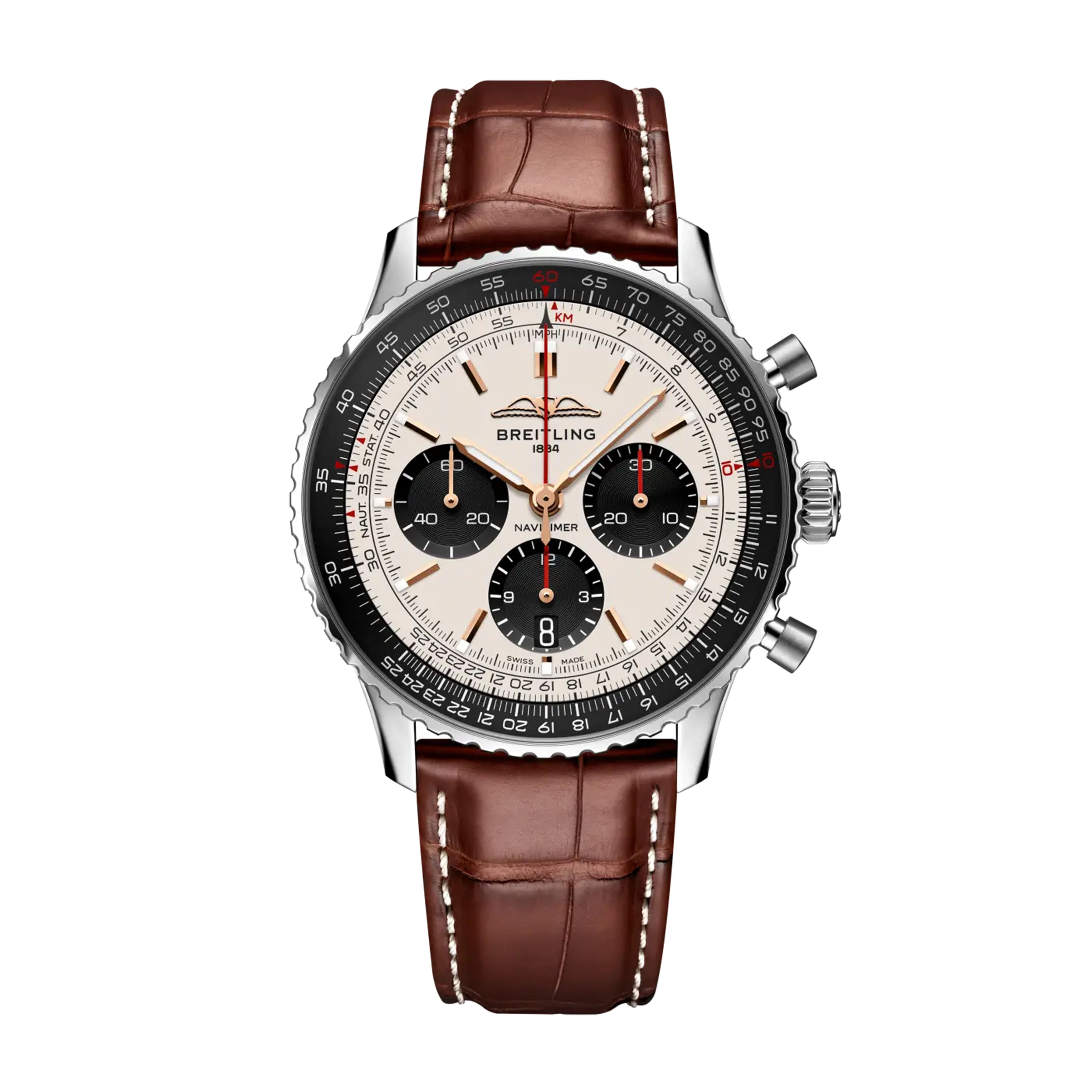 Breitling Navitimer B01 Chronograph Watch, 43mm Silver Dial, AB01381E1G1P1