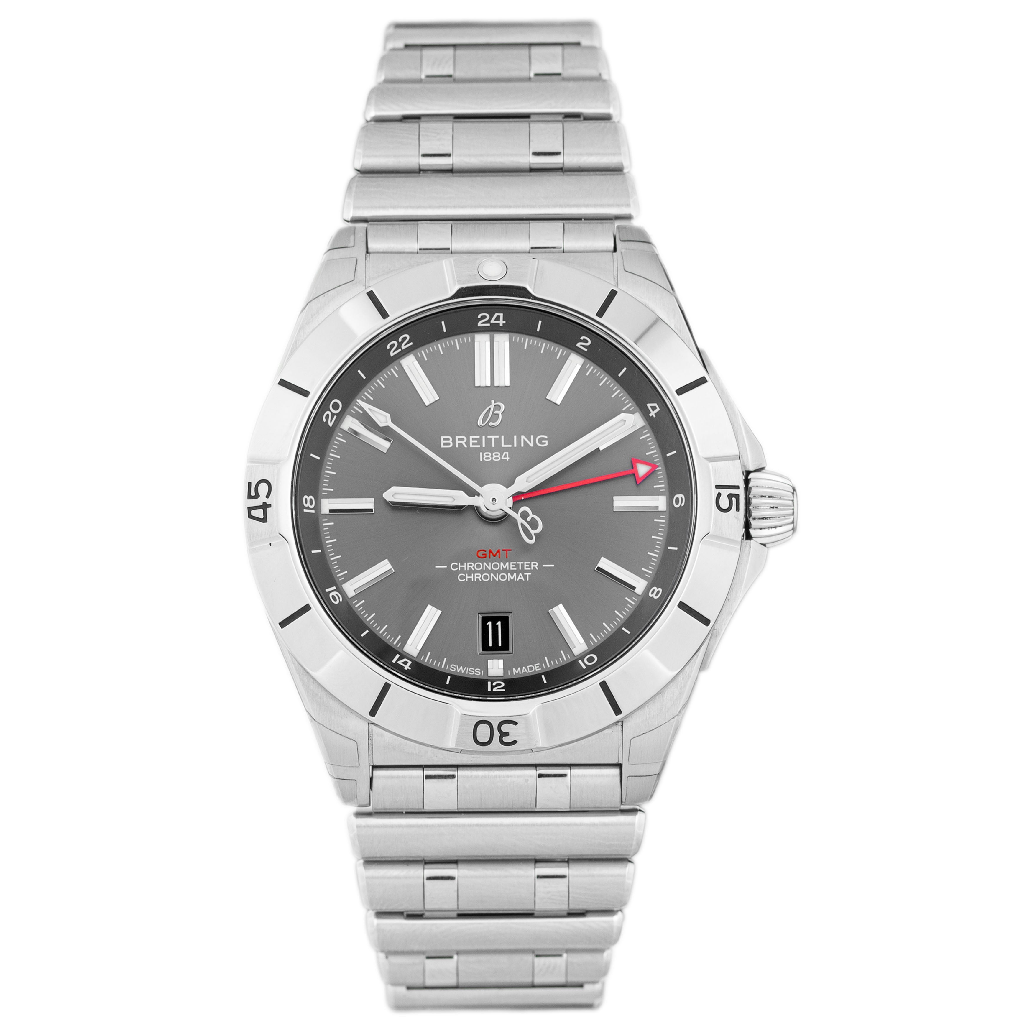 Breitling Chronomat GMT 40 Stainless Steel Gray Dial 40mm A32398 Full Set