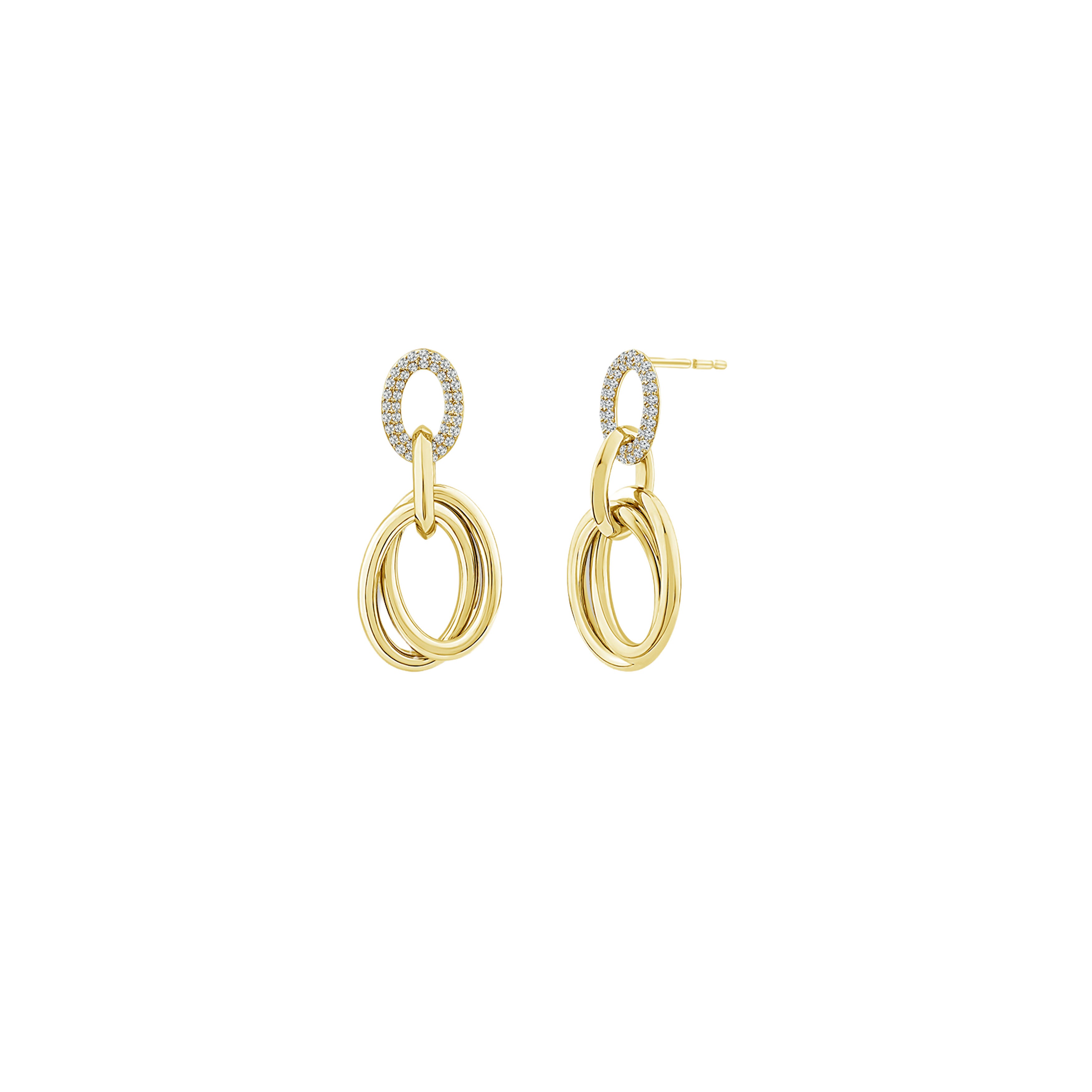 14K Yellow Gold Golddora Pavé Accent Diamond Drop Earrings