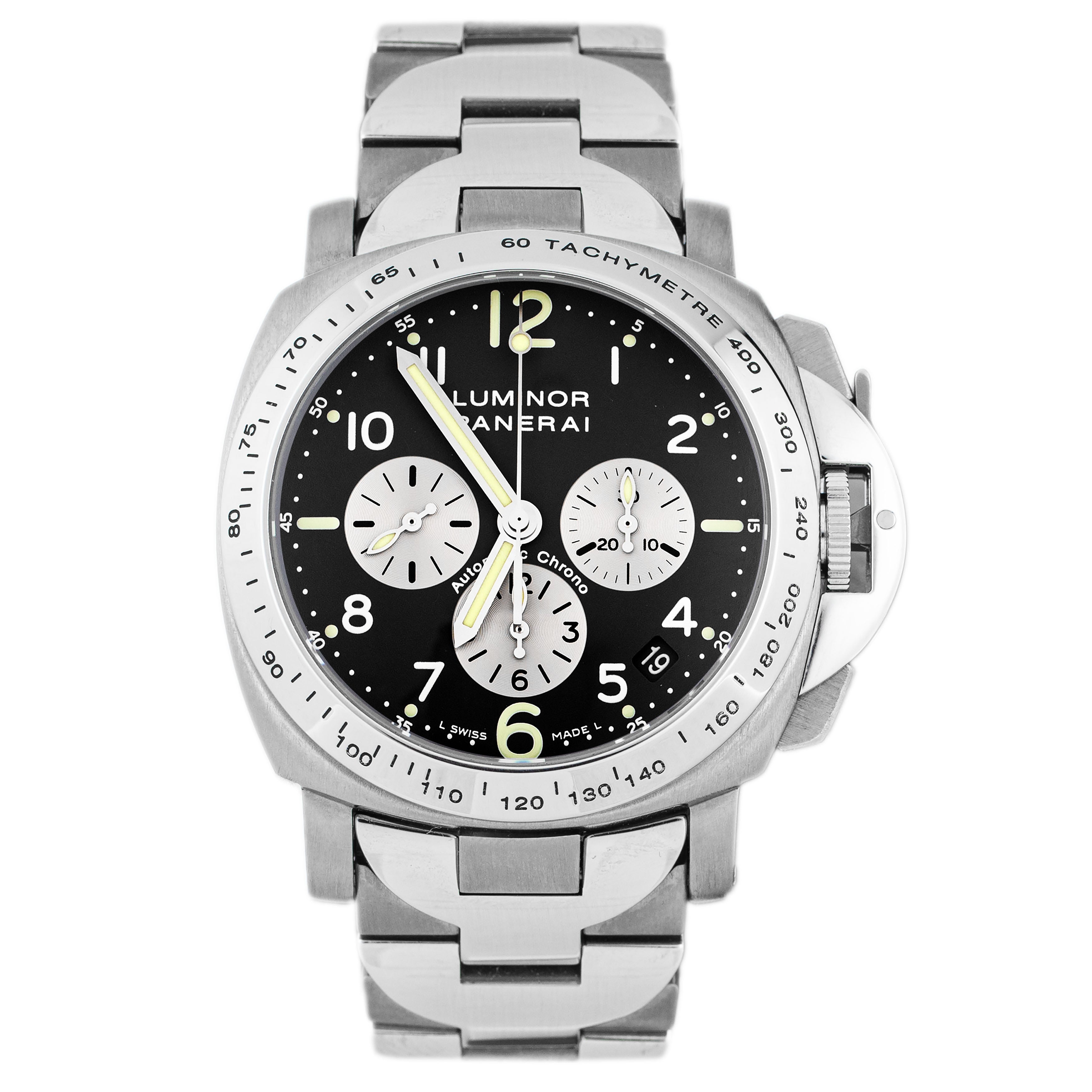 Panerai Luminor Chronograph Titanium & Stainless Steel Gray Dial 40mm PAM00122 Full Set