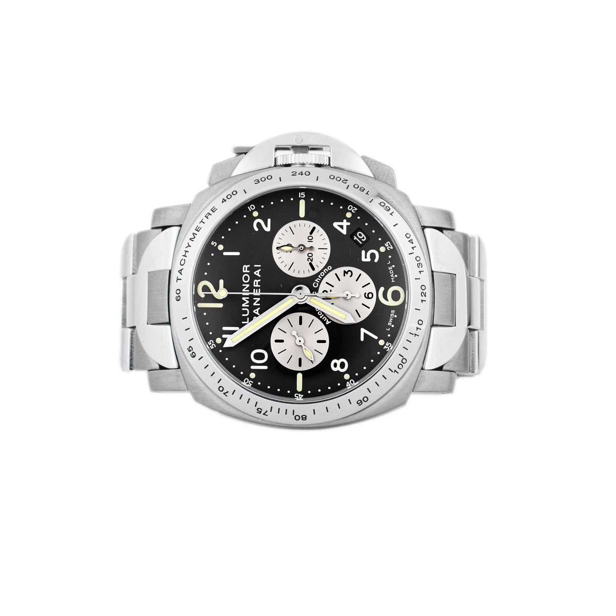 Panerai Luminor Chronograph Titanium & Stainless Steel Gray Dial 40mm PAM00122 Full Set