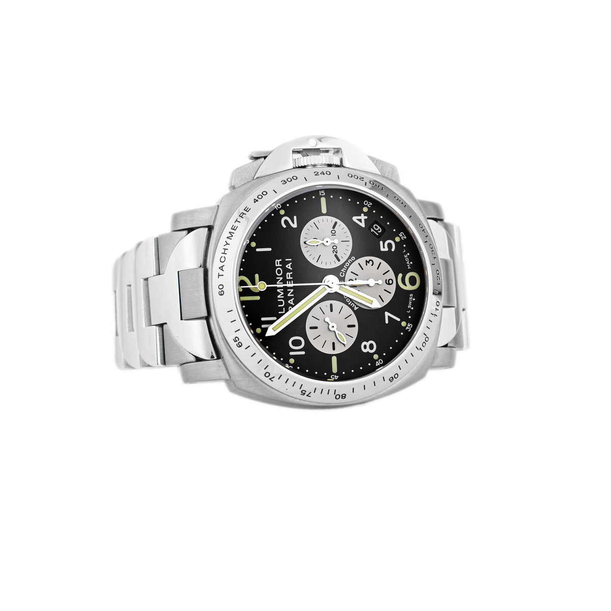 Panerai Luminor Chronograph Titanium & Stainless Steel Gray Dial 40mm PAM00122 Full Set