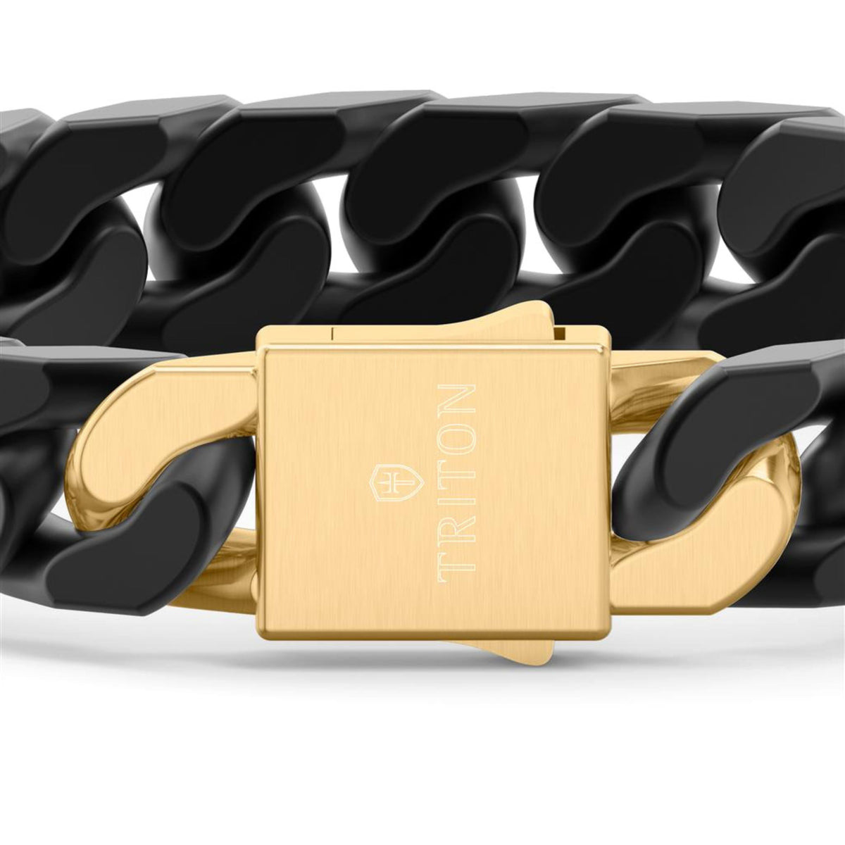 Sterling Silver/18k Yellow Gold Plated Black Ceramic 10mm Cuban Link Bracelet