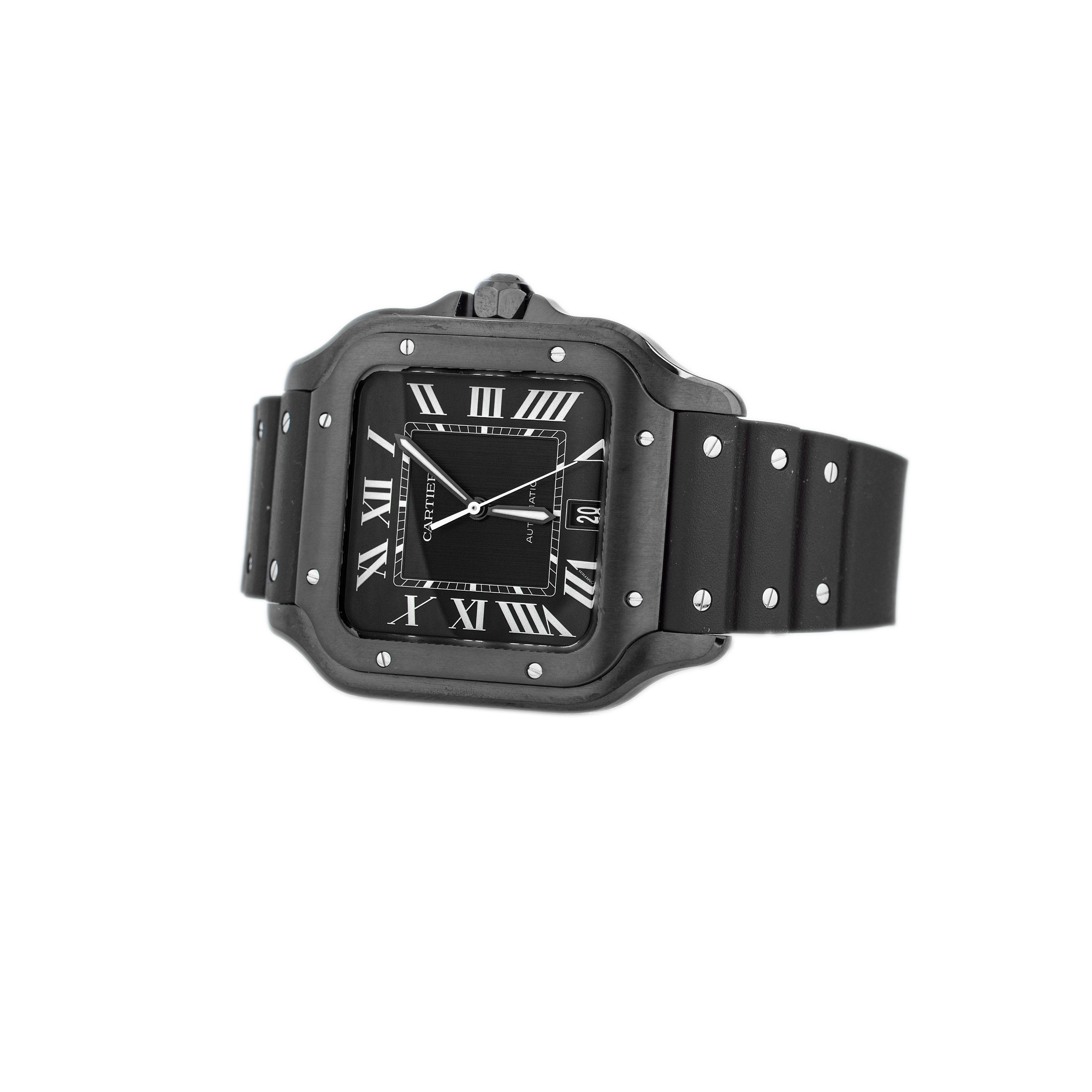 Cartier Santos DLC Stainless Steel Black Dial 39.8mm WSSA0039 Full Set