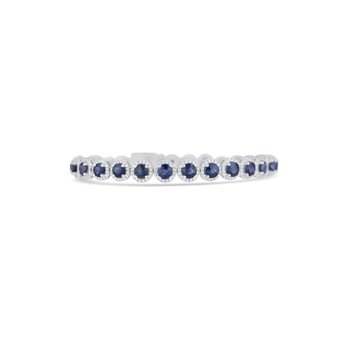 18k White Gold Sapphire and Diamond Halo Bracelet