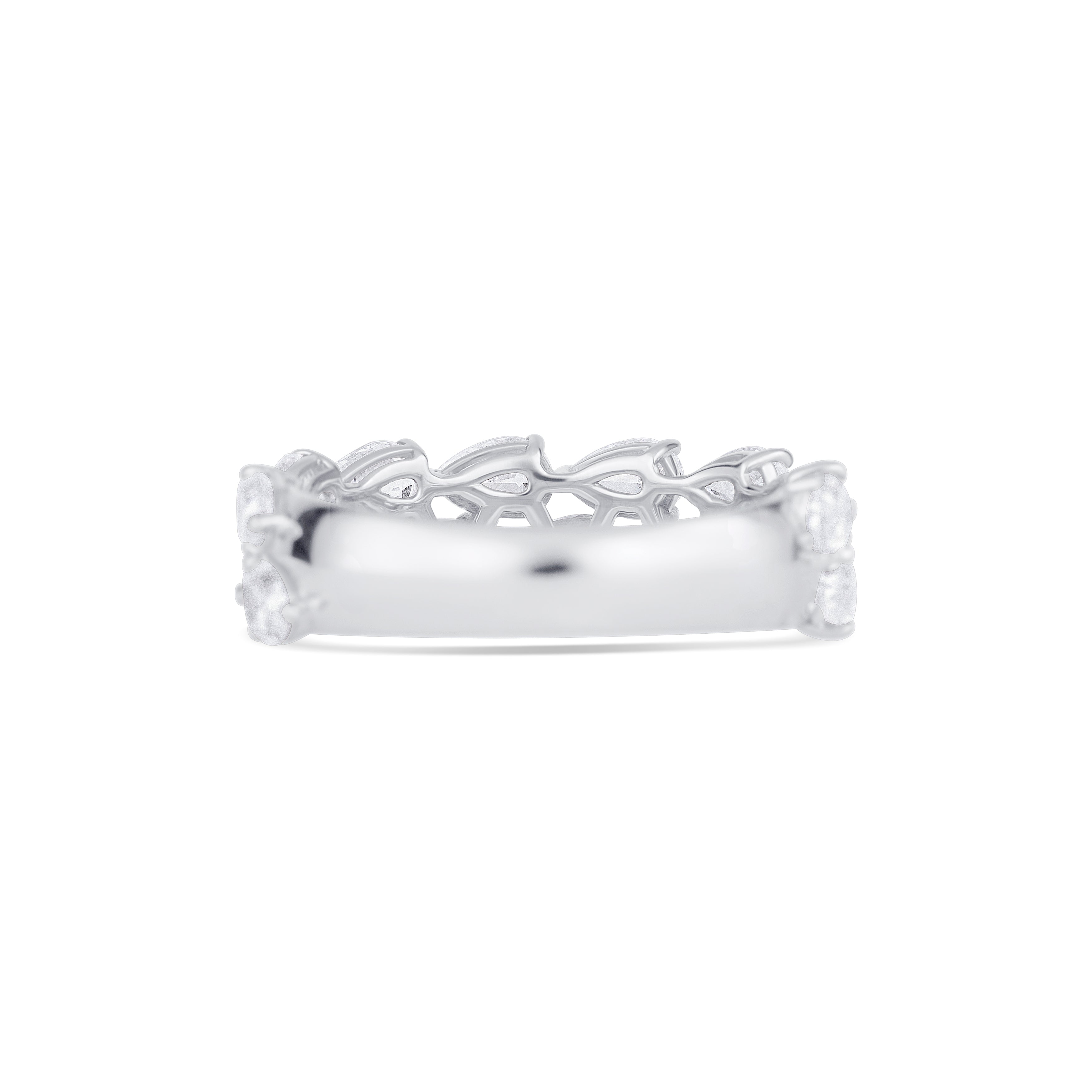 14K White Gold Double Row Pear Diamond Band