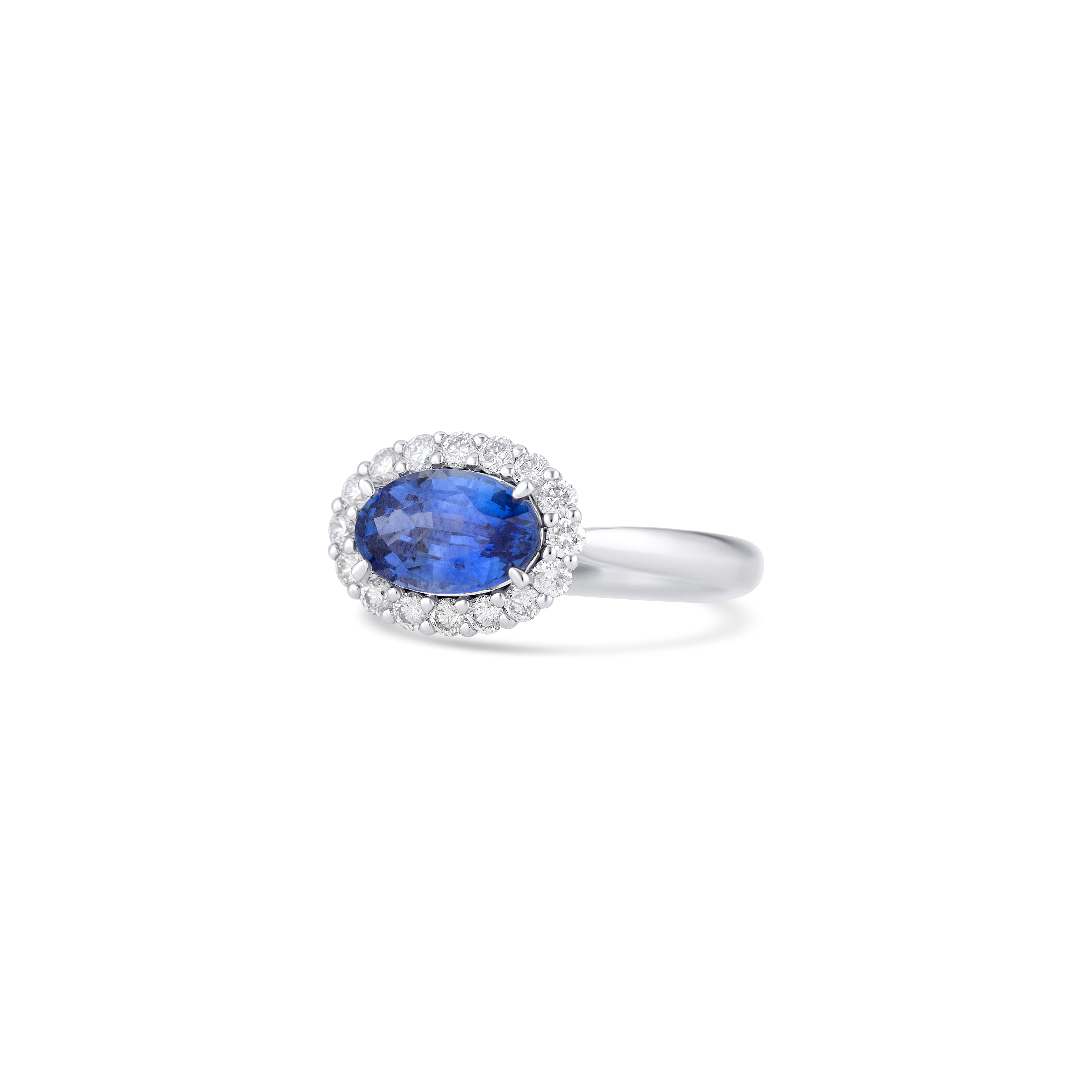 18K White Gold Sapphire And Diamond Ring