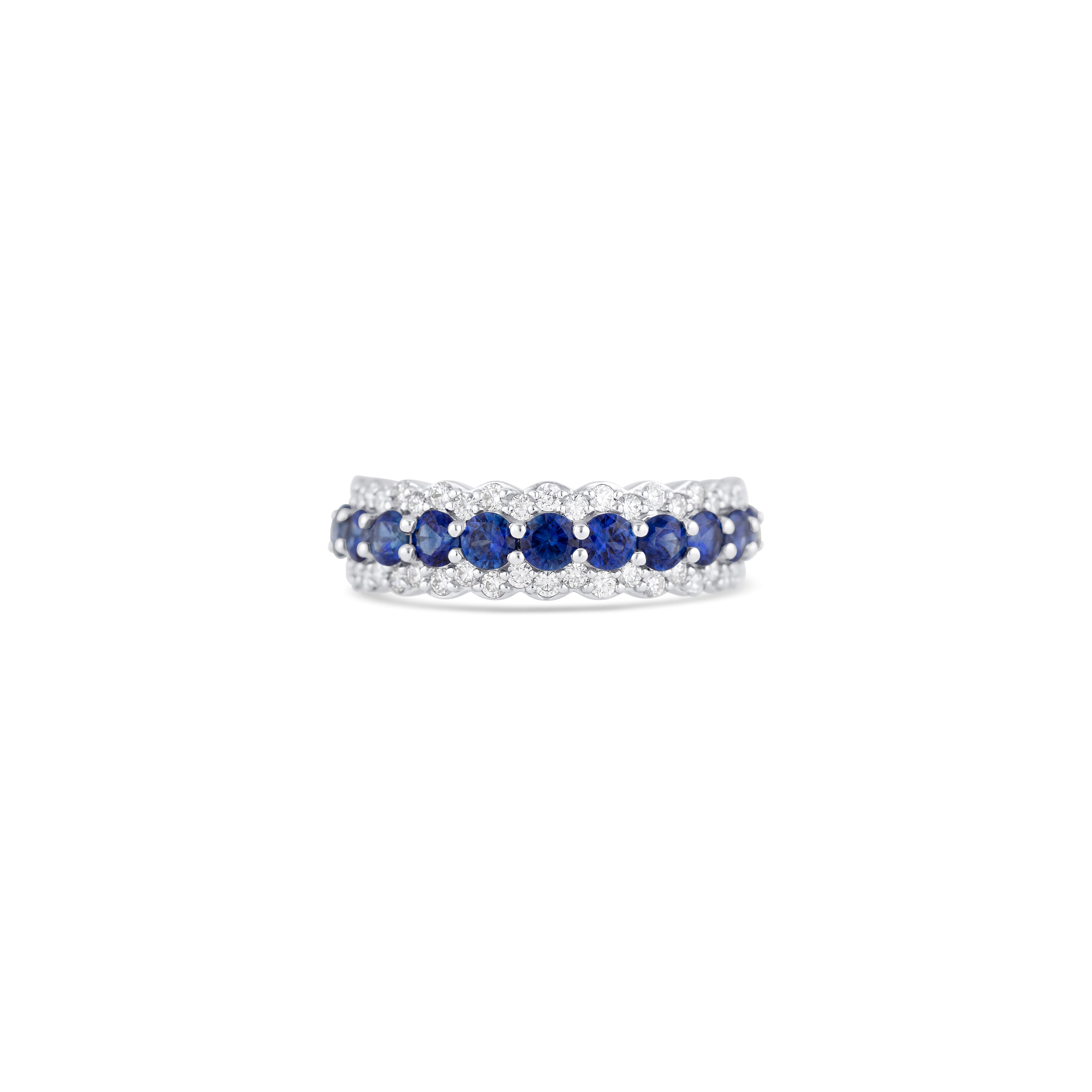 18K White Gold Sapphire And Diamond Band