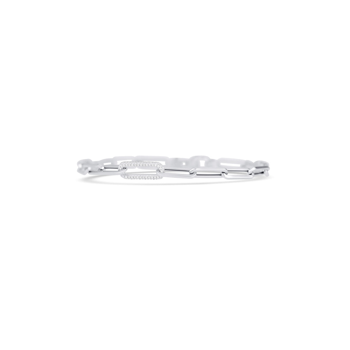 14k White Gold Diamond Pavé Paperclip Link Bracelet