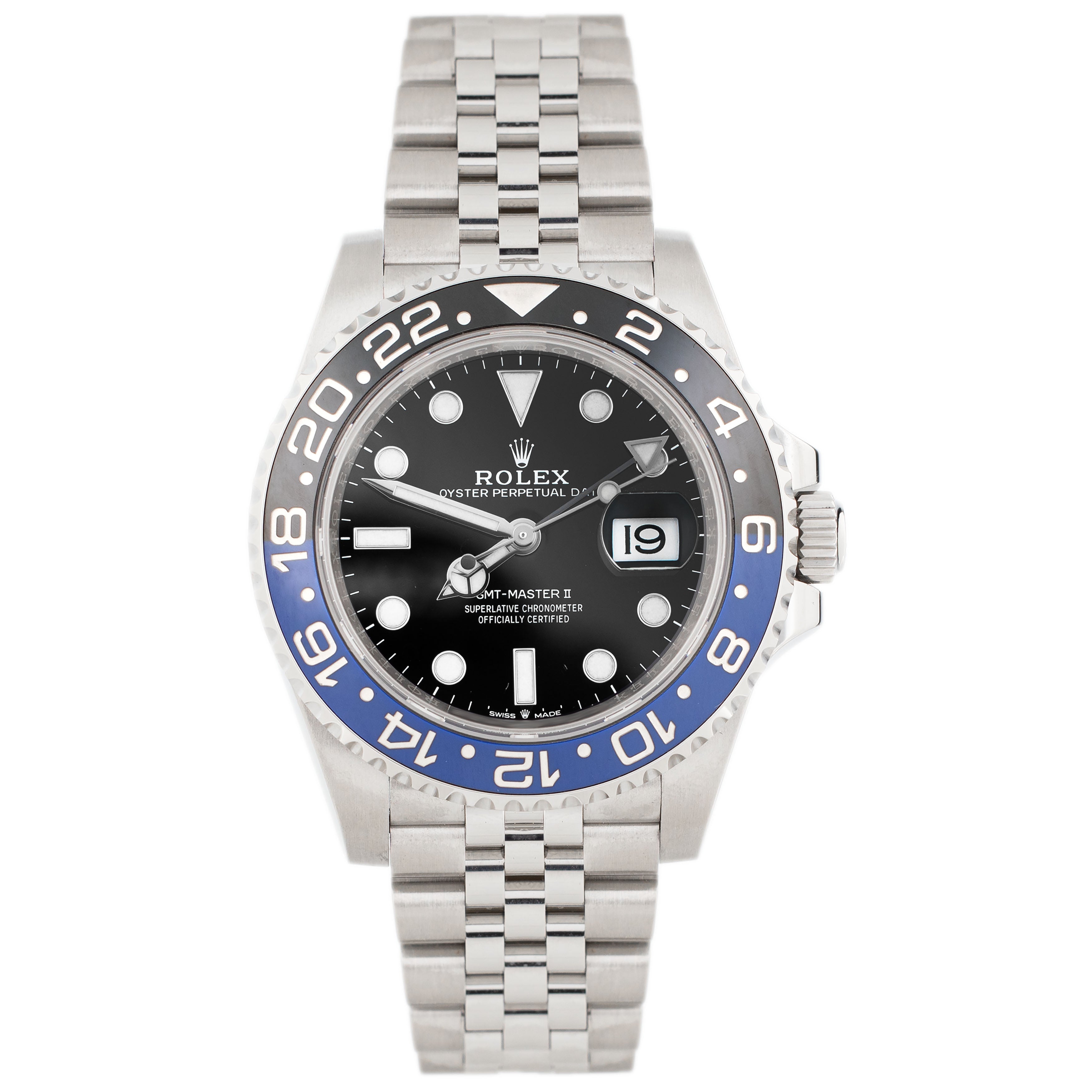 Rolex GMT-Master II Batgirl Stainless Steel Black Dial Jubilee 40mm 116710BLNR Full Set