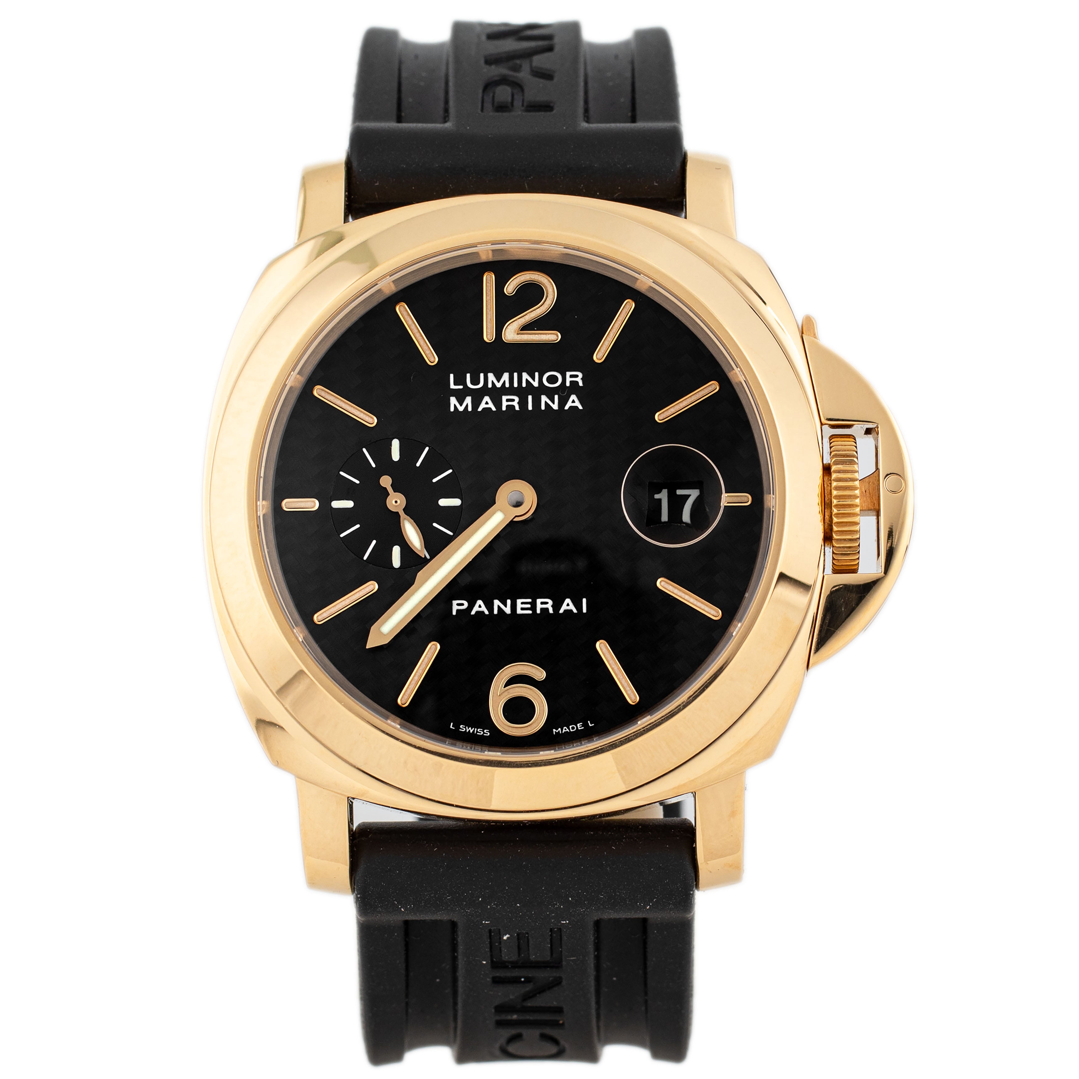 Panerai Luminor Marina Yellow Gold Black Dial 44mm Pam00140 Full Set