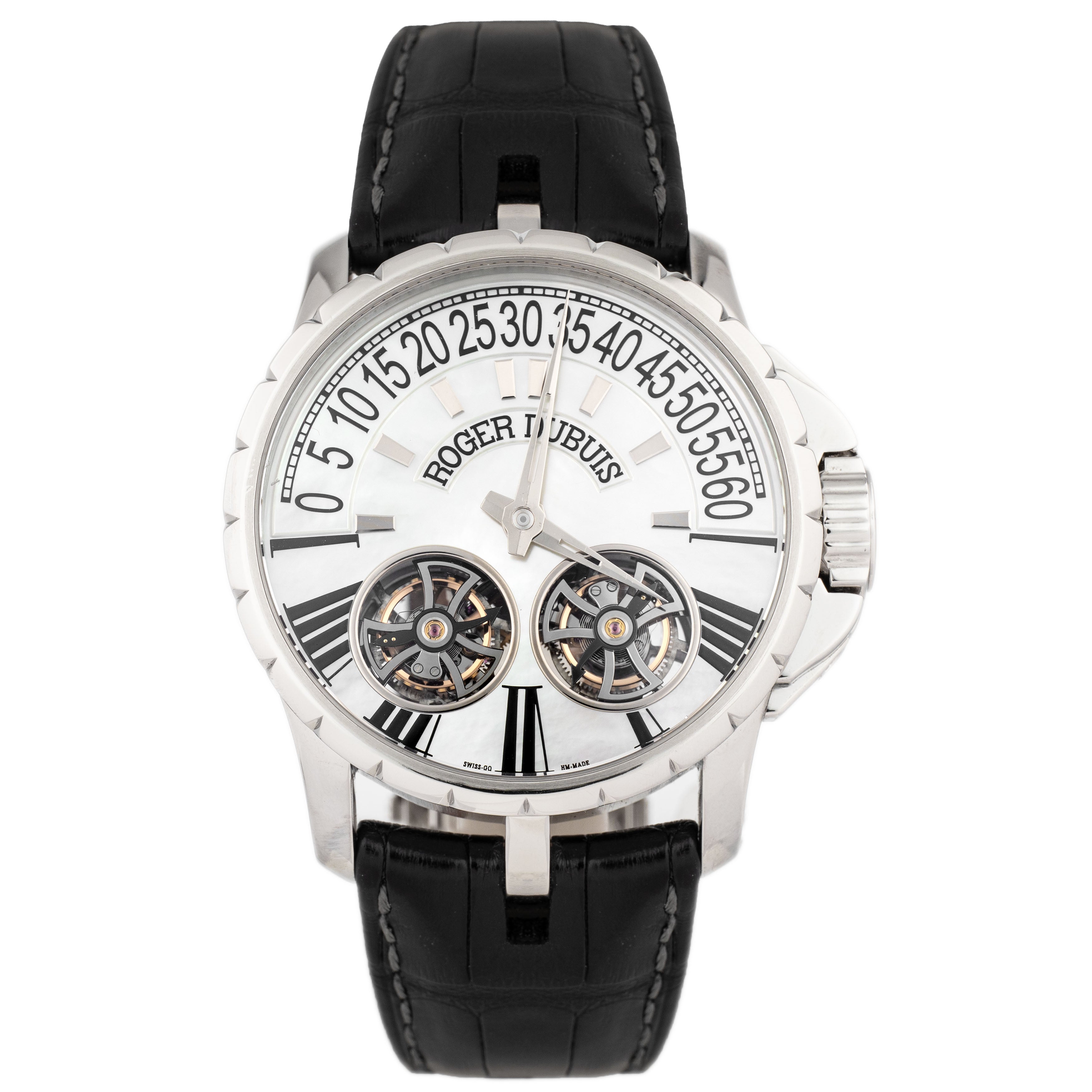 Roger Dubuis Excalibur Double Tourbillion Stainless Steel Mother of Pearl Dial 46.5mm EX45 01 9 N1.67A Full Set