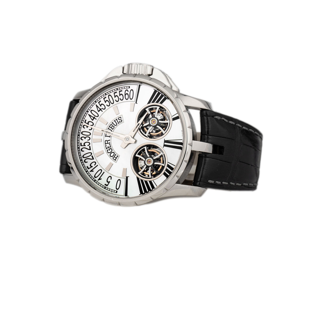 Roger Dubuis Excalibur Double Tourbillion Stainless Steel Mother of Pearl Dial 46.5mm EX45 01 9 N1.67A Full Set