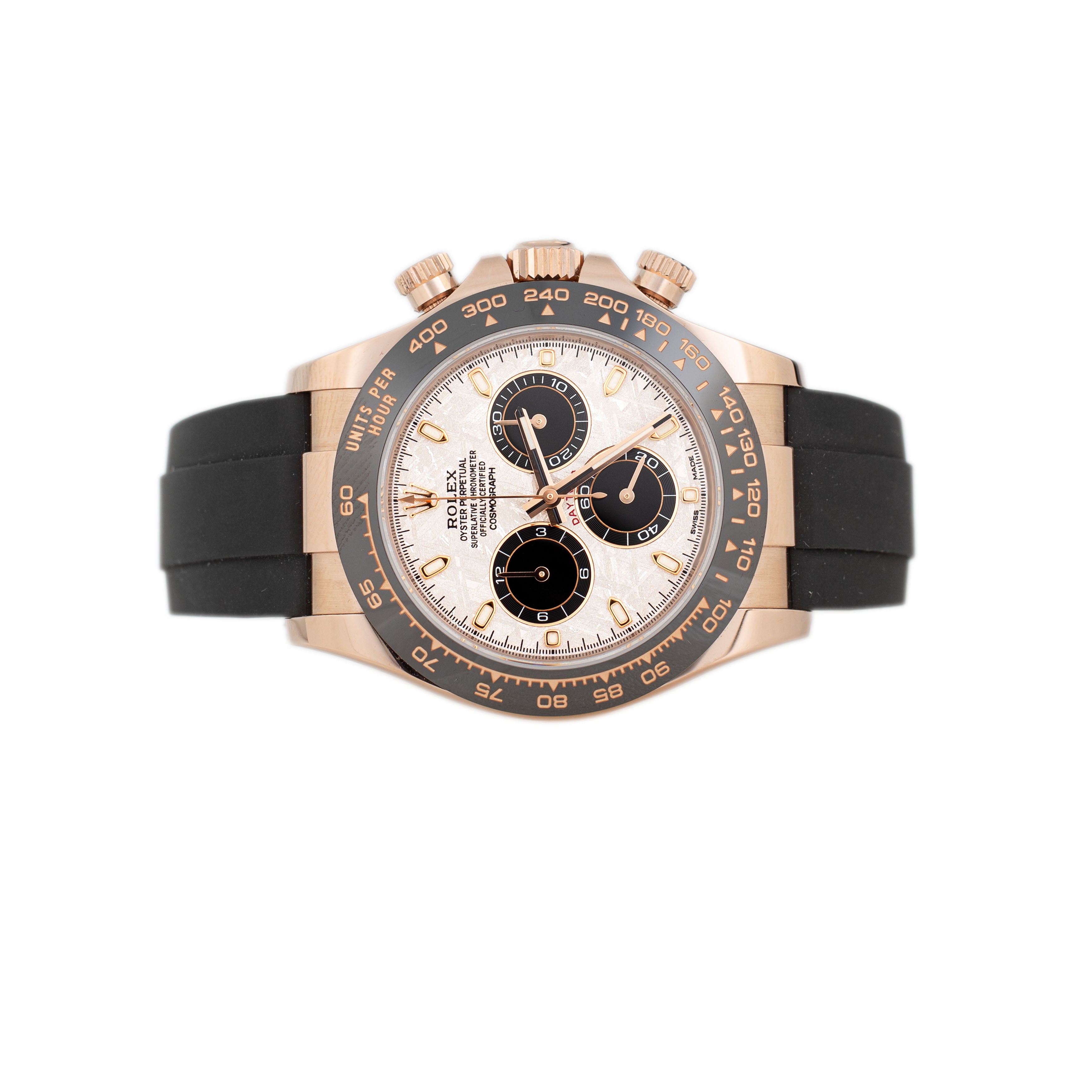 Rolex Cosmograph Daytona Rose Gold Meteorite Dial Oysterflex 40mm 116515LN Full Set