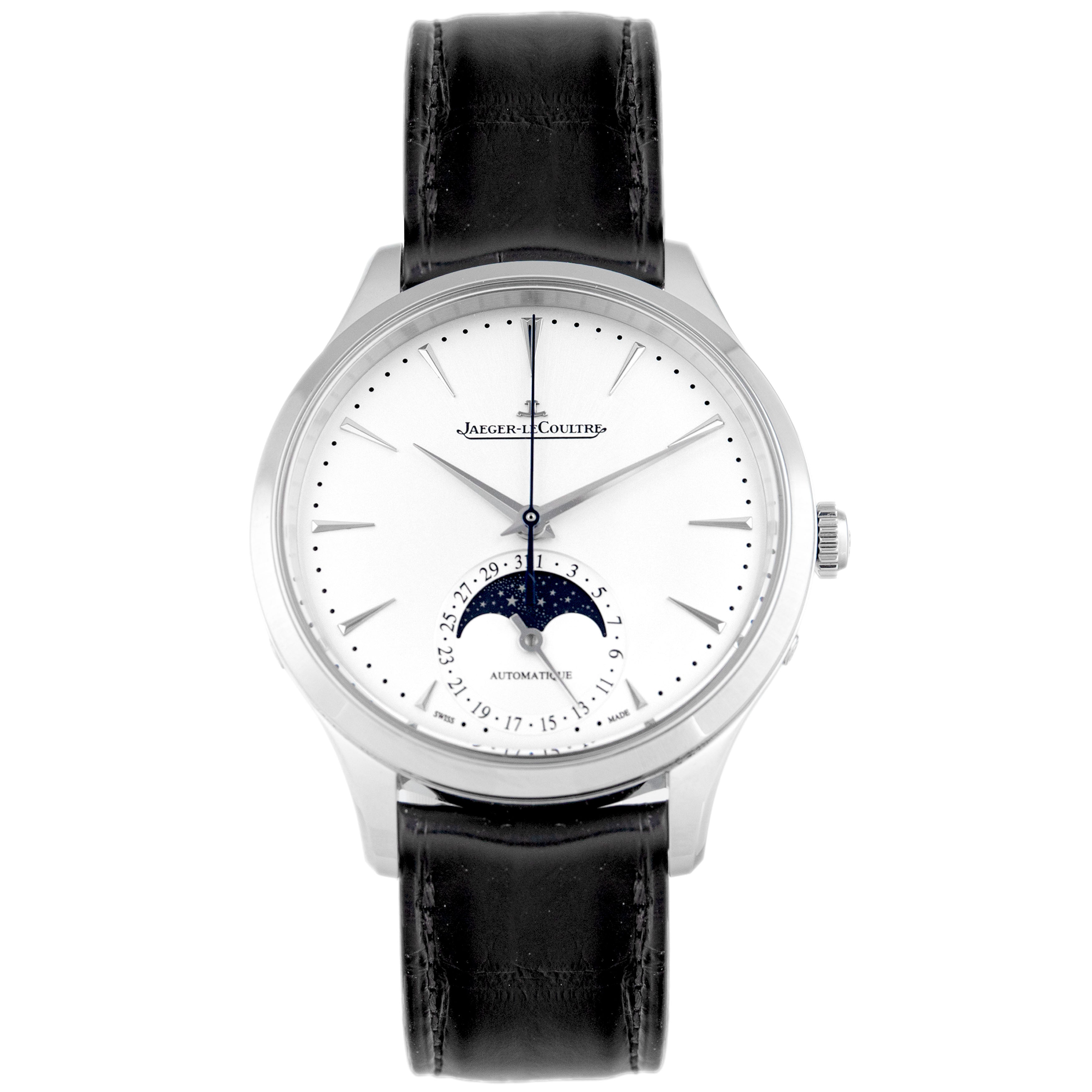 Jaeger-LeCoultre Master Ultra Thin Moon Stainless Steel Silver Dial 36mm Q1248421 Full Set