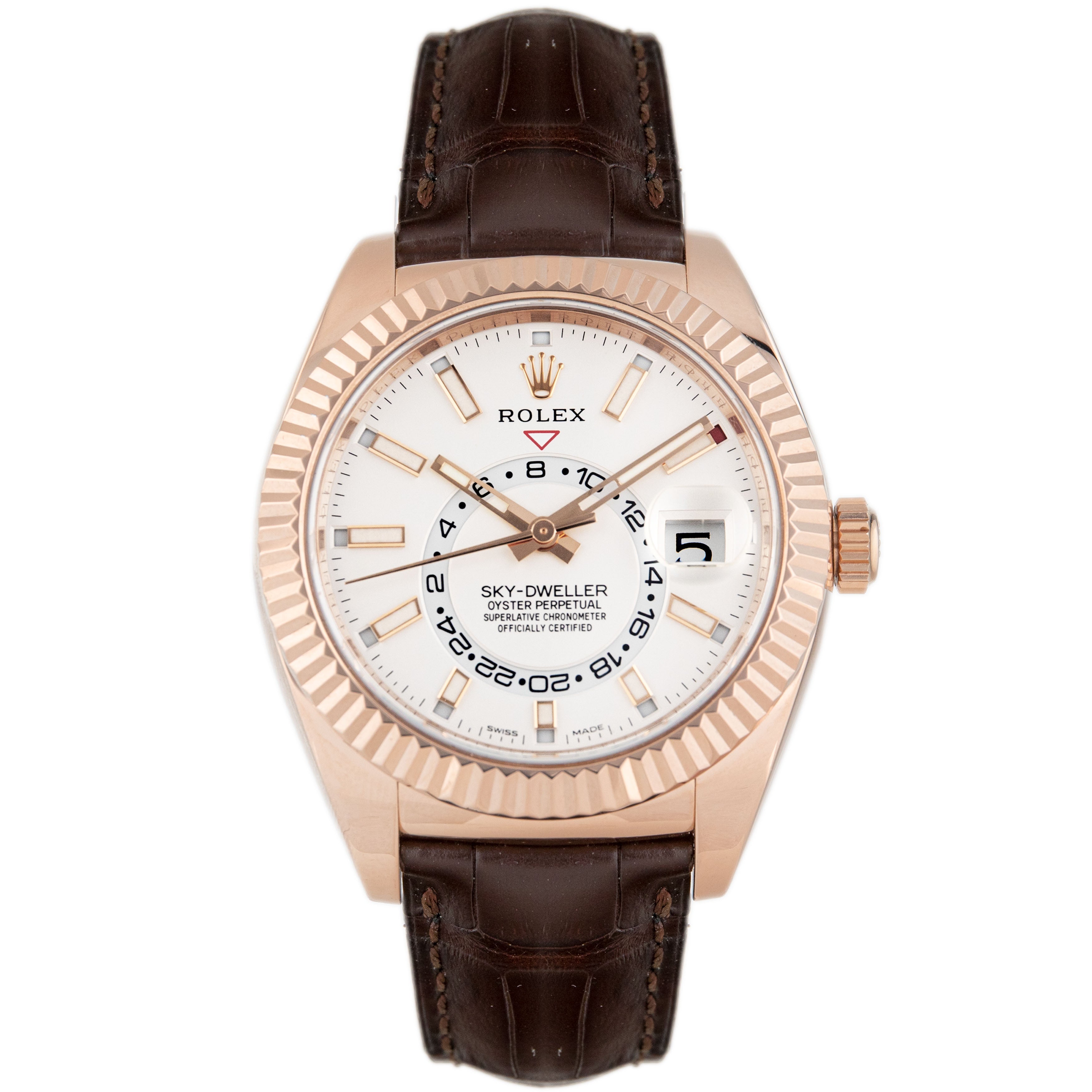 Rolex Sky-Dweller Rose Gold White Dial 42mm 326135 Full Set
