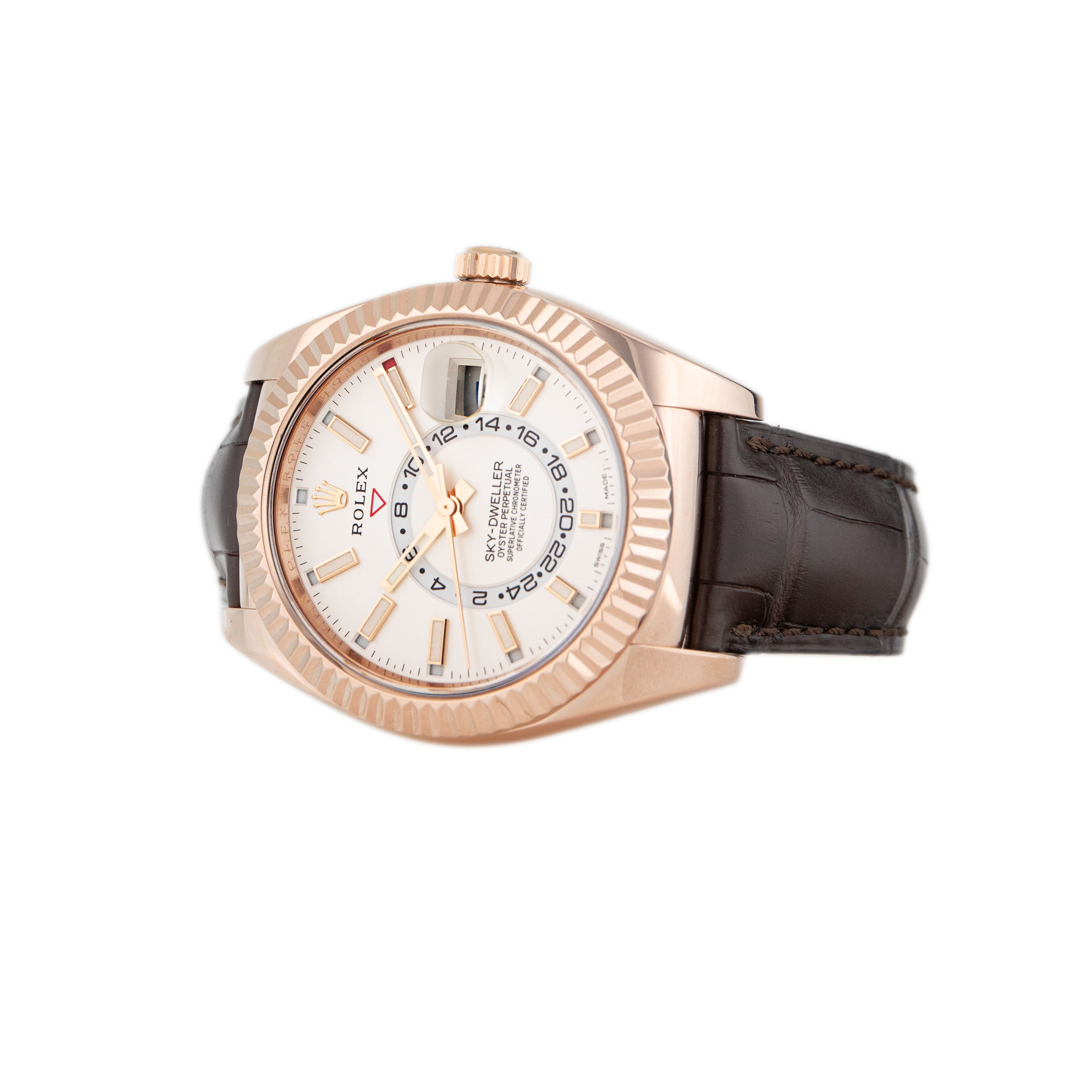 Rolex Sky-Dweller Rose Gold White Dial 42mm 326135 Full Set